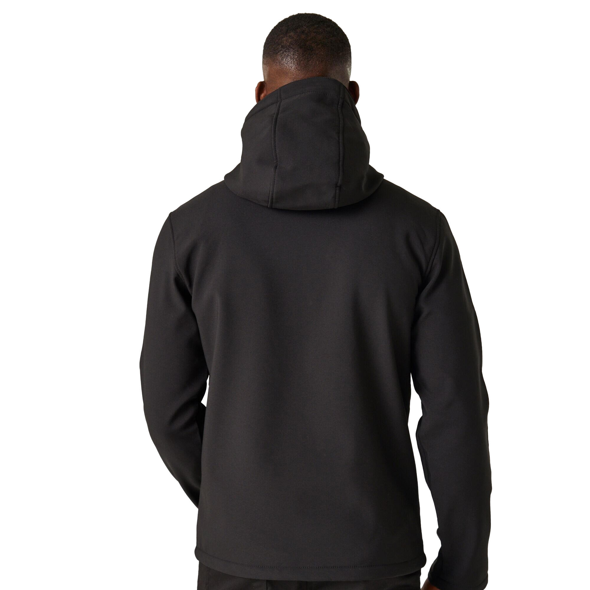 Mens 2 Layer Soft Shell Jacket (Black/Orange Pop) 3/5