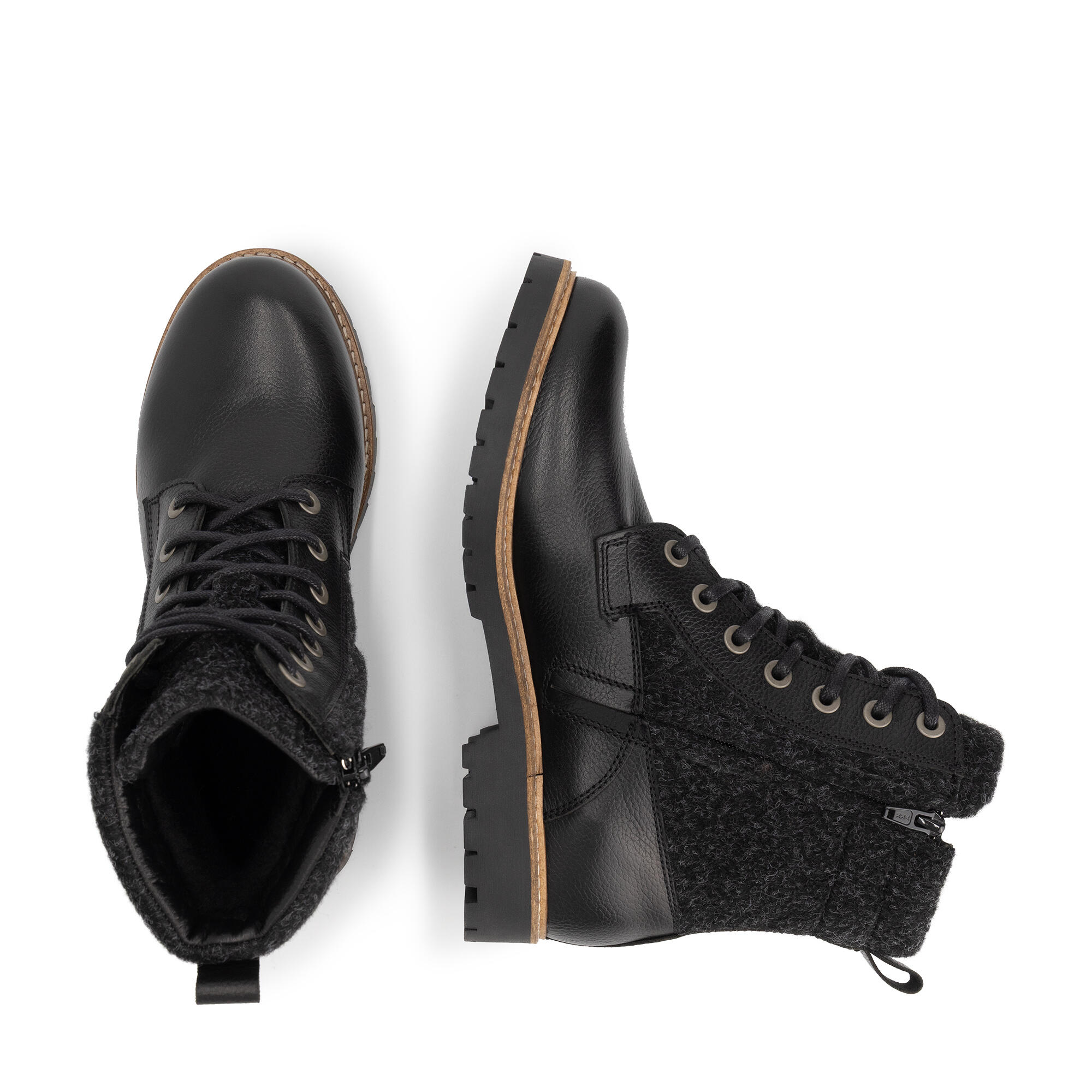 Folge Dames - Veterboots - Wol/Vilt - Zwart 4/6