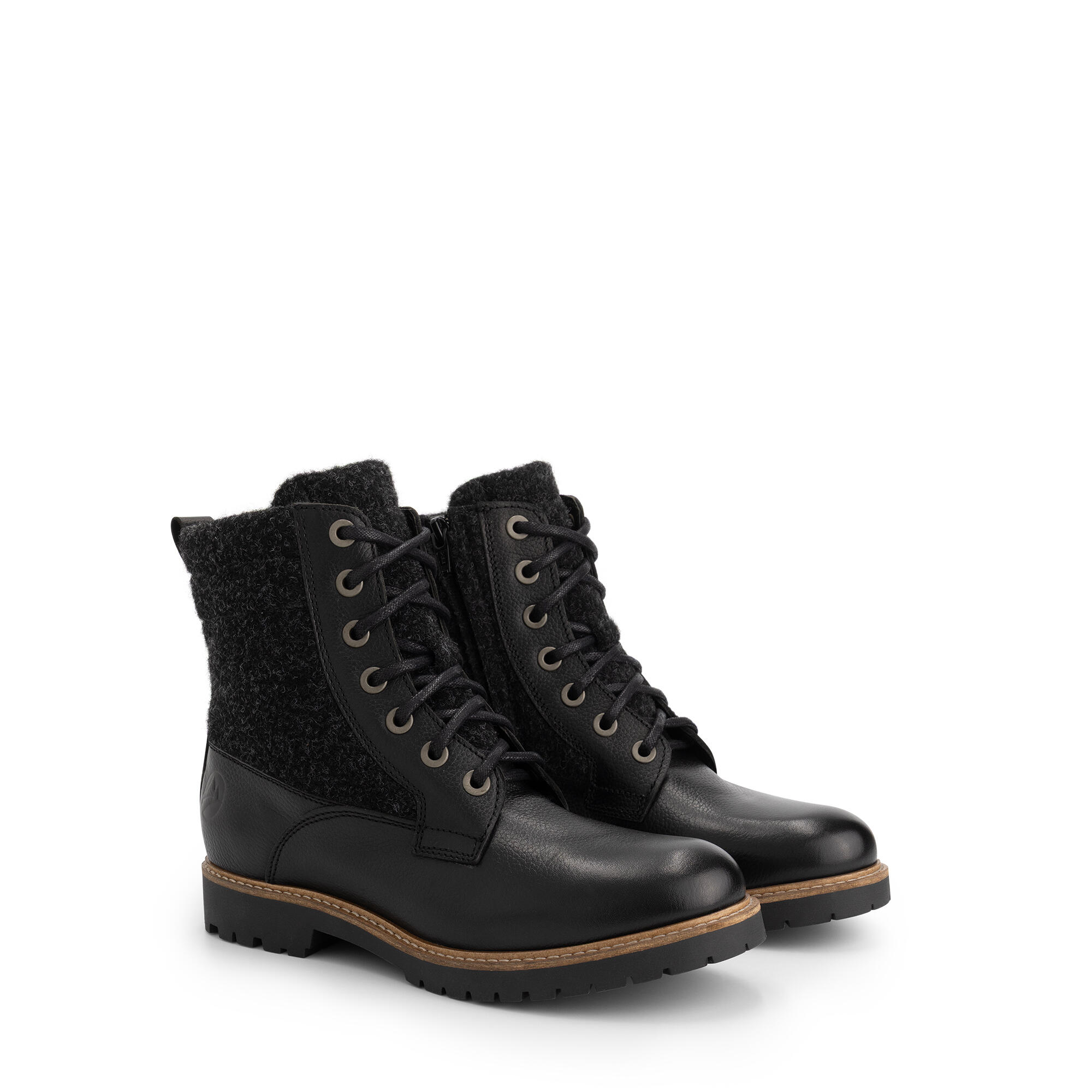Folge Dames - Veterboots - Wol/Vilt - Zwart 1/6
