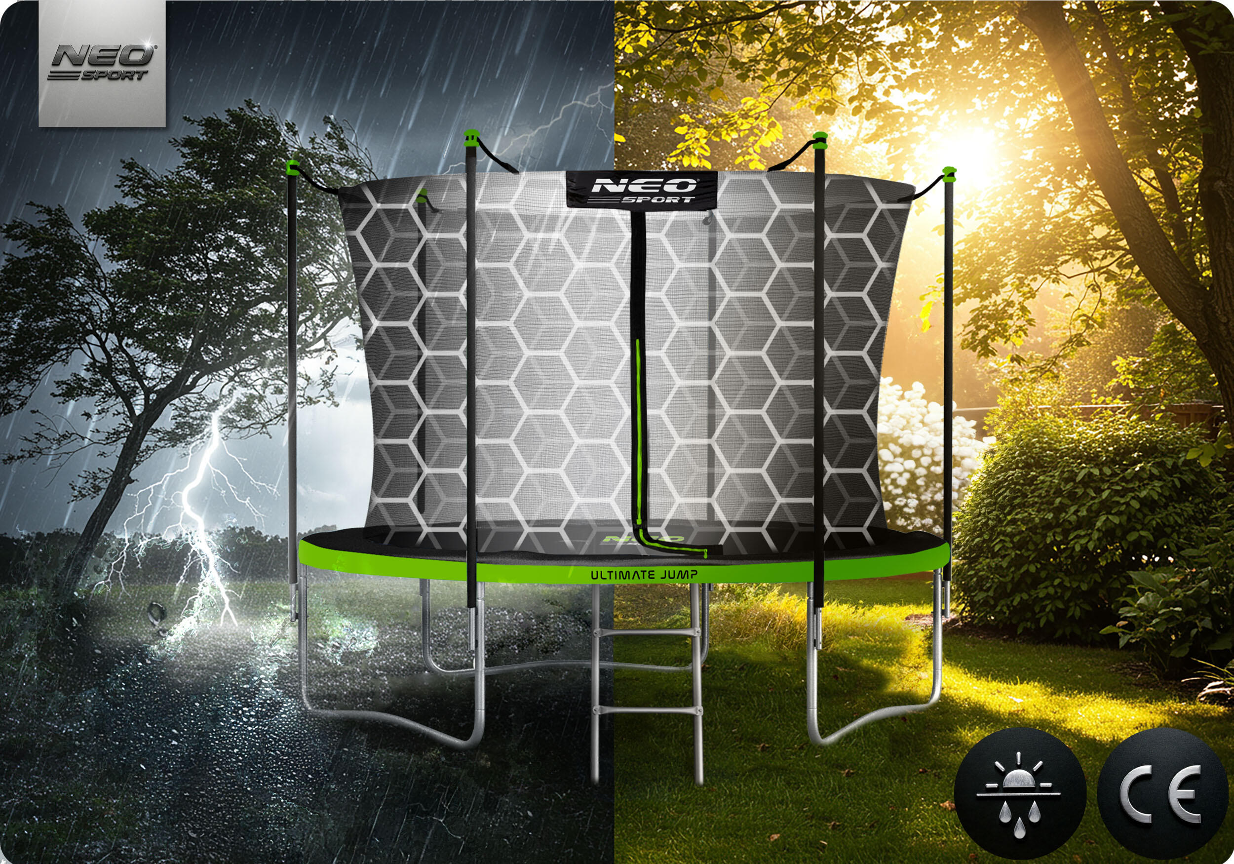 Trampolina ogrodowa z siatką wewnętrzną Neo-Sport 183cm 6ft 7/7