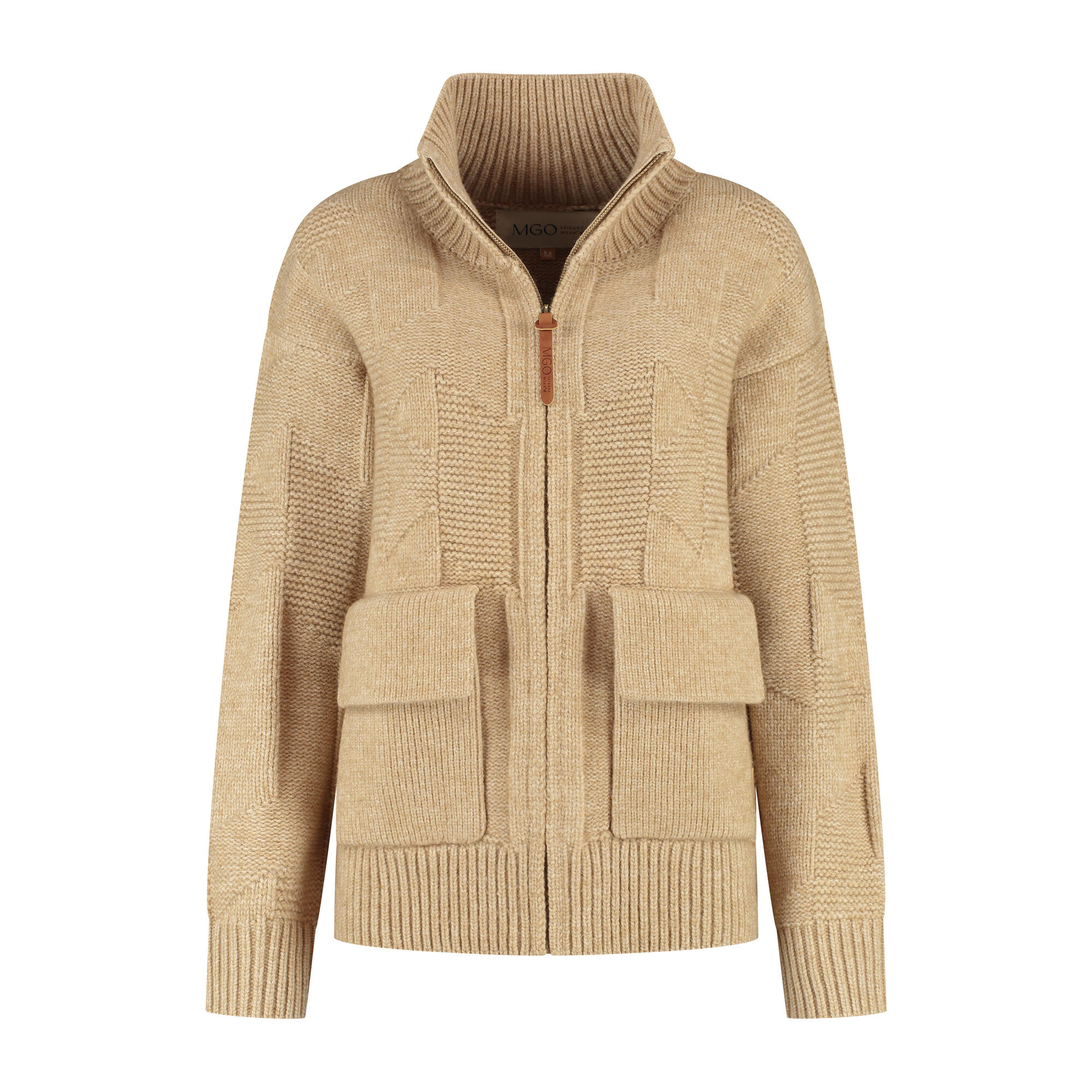 Tamar Dames - Outdoorvest - Grof gebreid - Zand 2/7