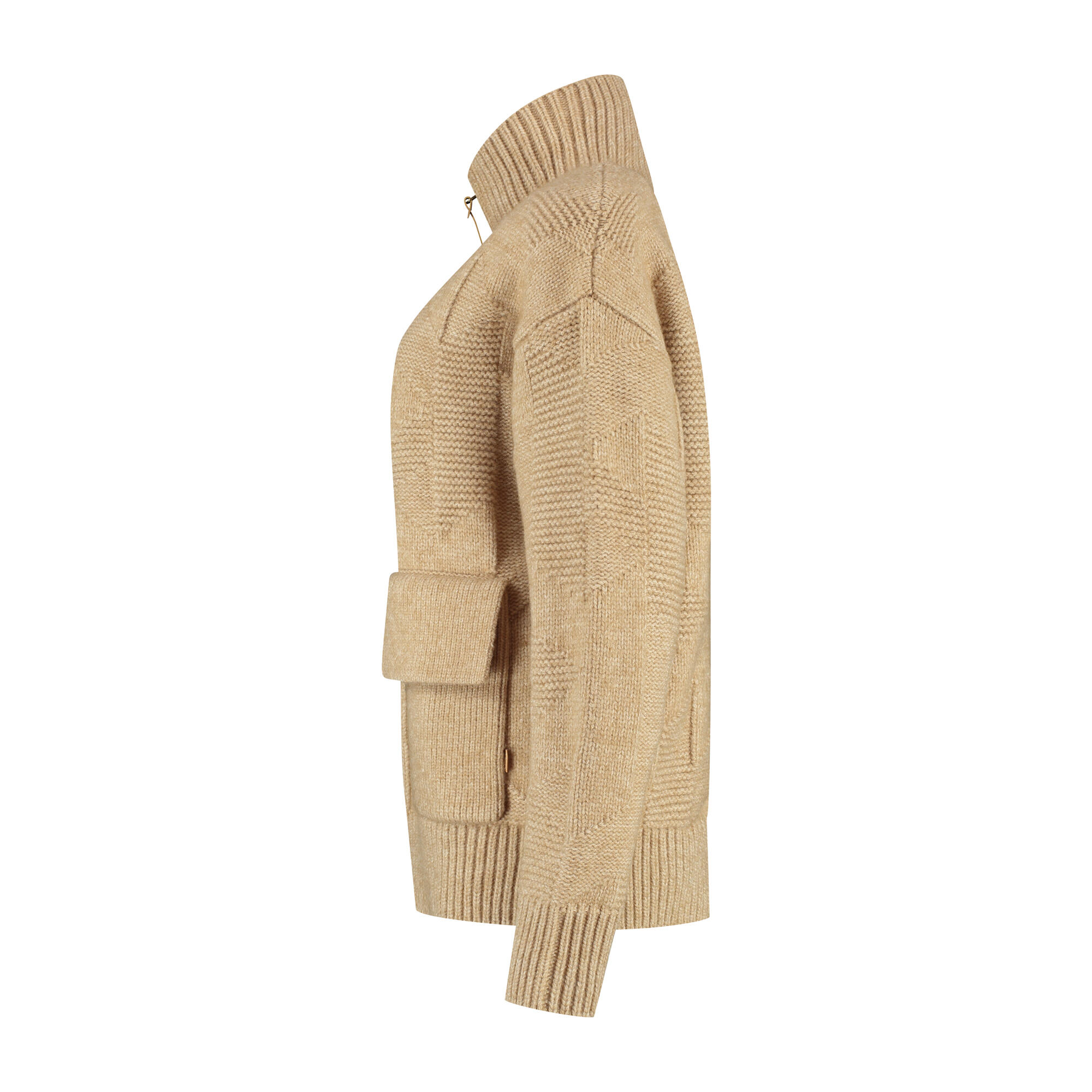 Tamar Dames - Outdoorvest - Grof gebreid - Zand 4/7