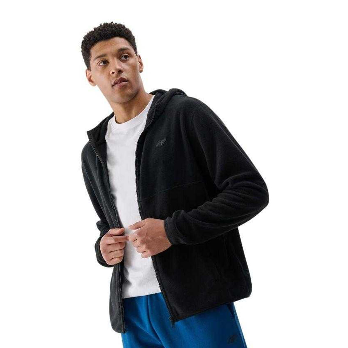 Felpa Con Cappuccio E Zip Intera Regolare Uomo 4F M317 Nero 4/4