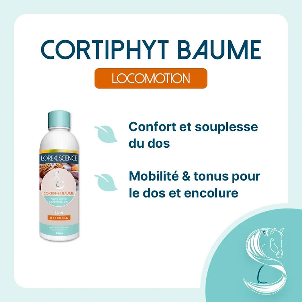 Douleurs dorsales cheval Cortiphyt baume Lore & Science 150mL 2/3