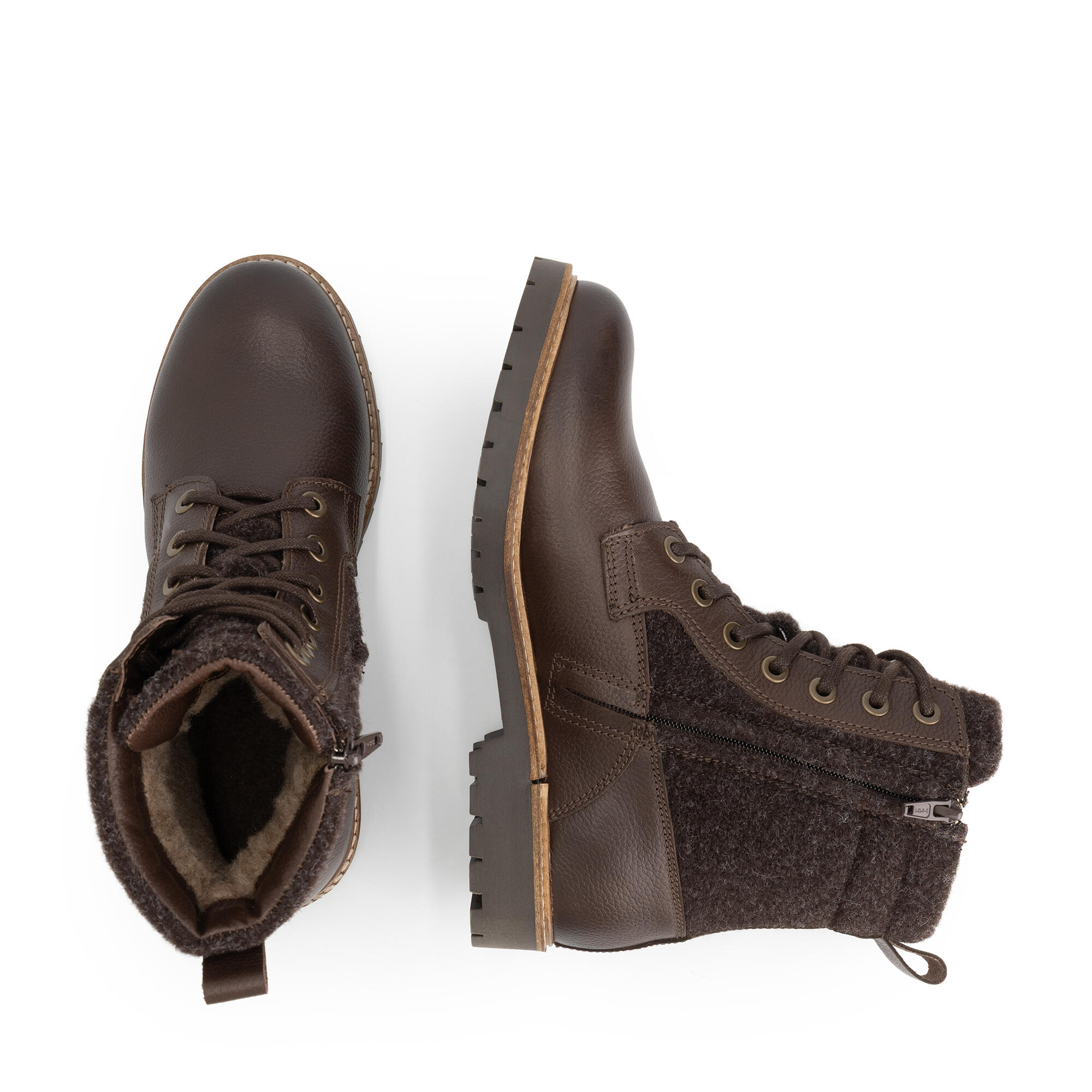 Botas con cordones Folge mujer - Lana/Fieltro - Negro 4/6