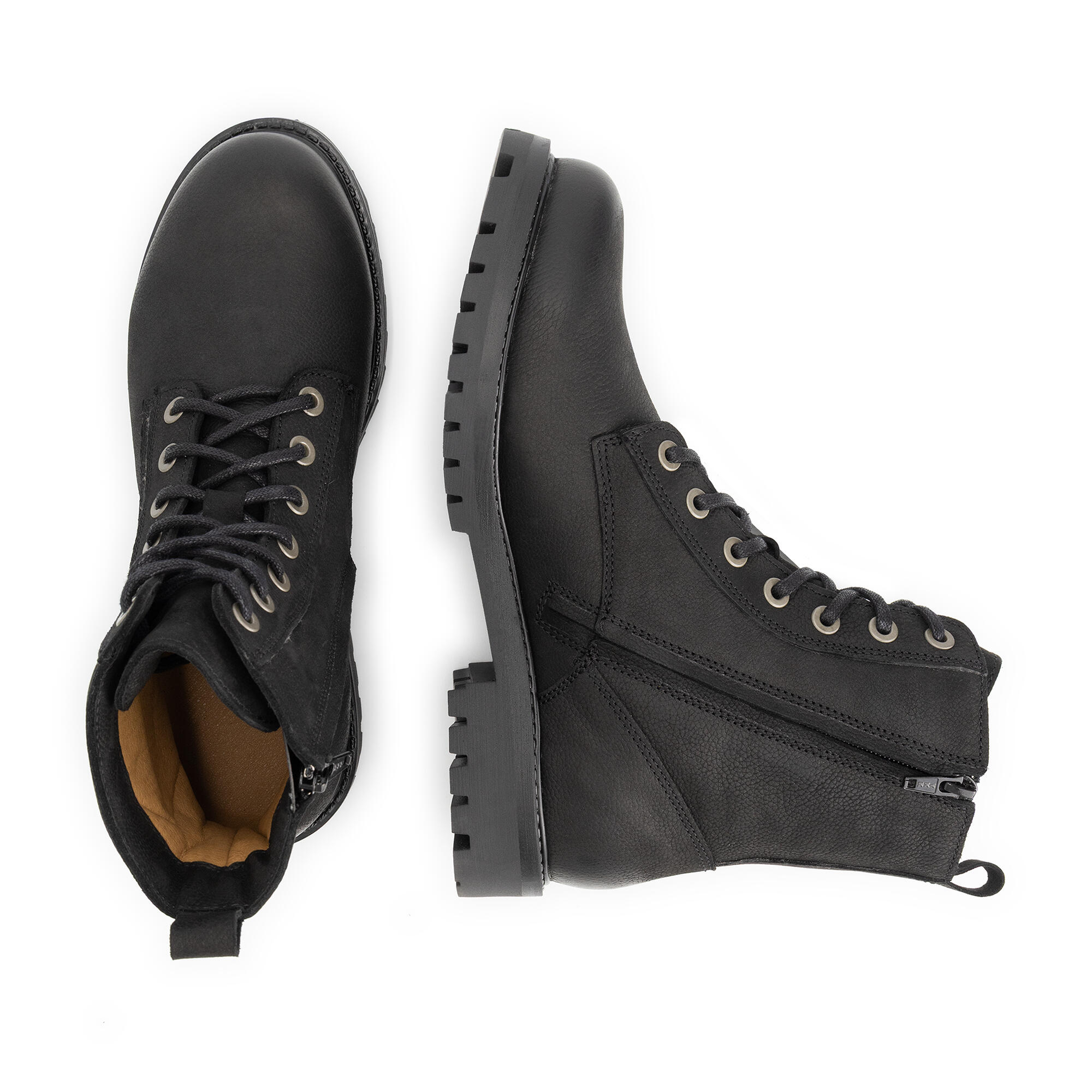 Akland Homme - Bottines à lacets - Nubuck - Fermeture éclair - Noir 4/6