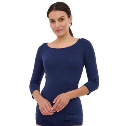 Koszulka damska rękaw 3/4 z wełną Brubeck COMFORT MERINO