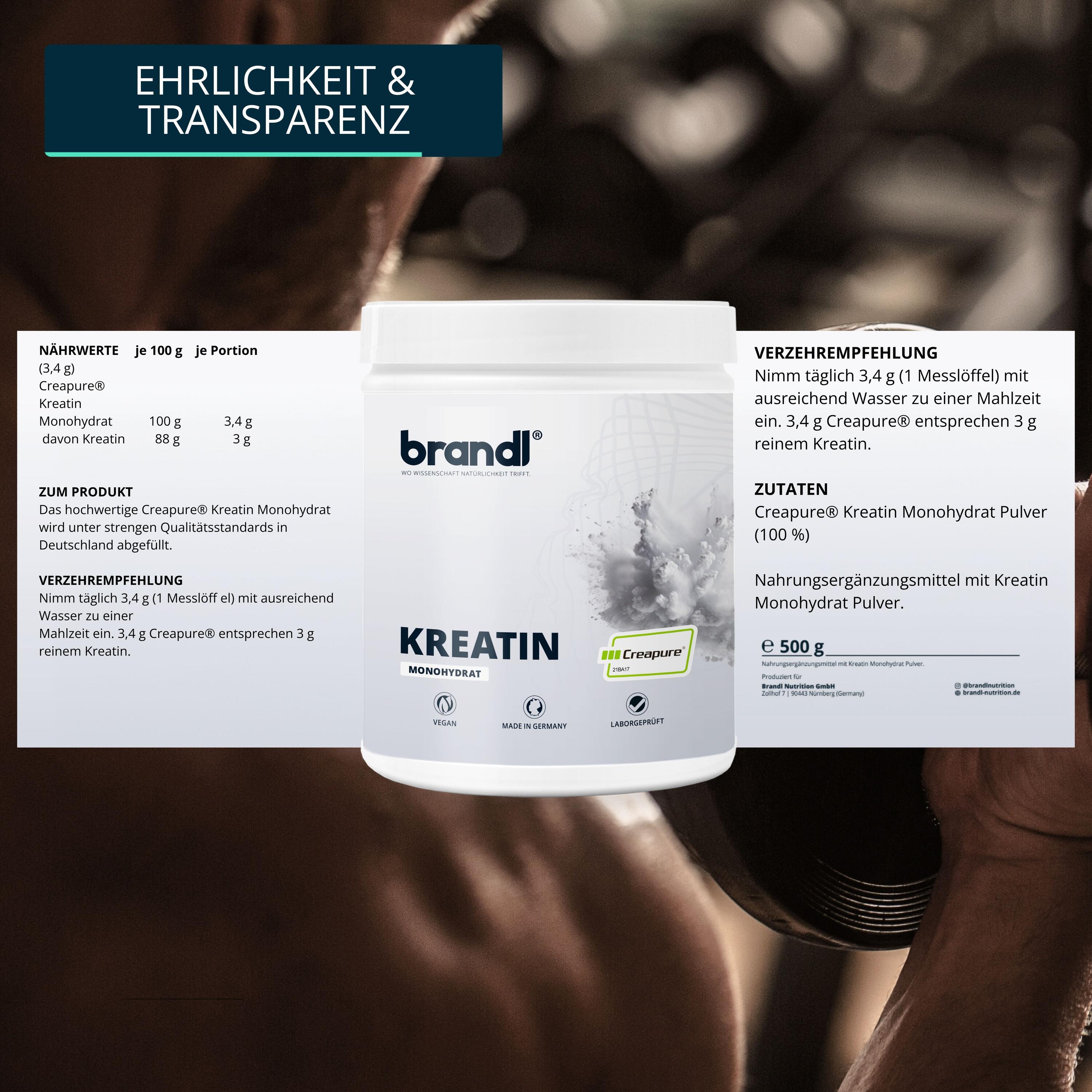 Kreatin CREAPURE Creatin Monohydrat Pulver 500g | 100% Made in Germany 2/6