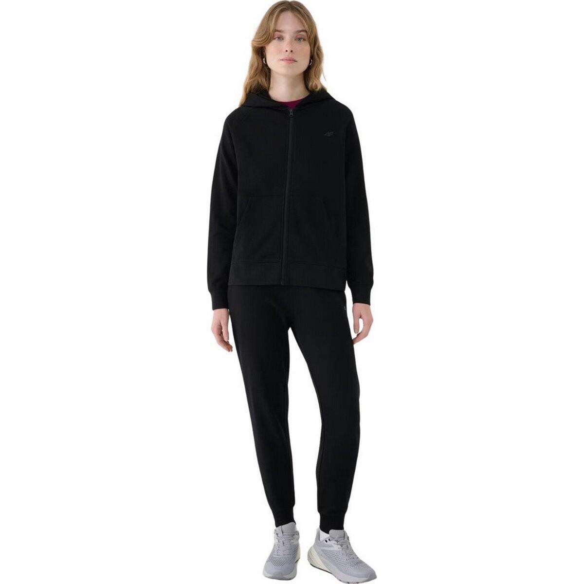 Dames F1763 Hoodie met volledige rits (Zwart) 4/4