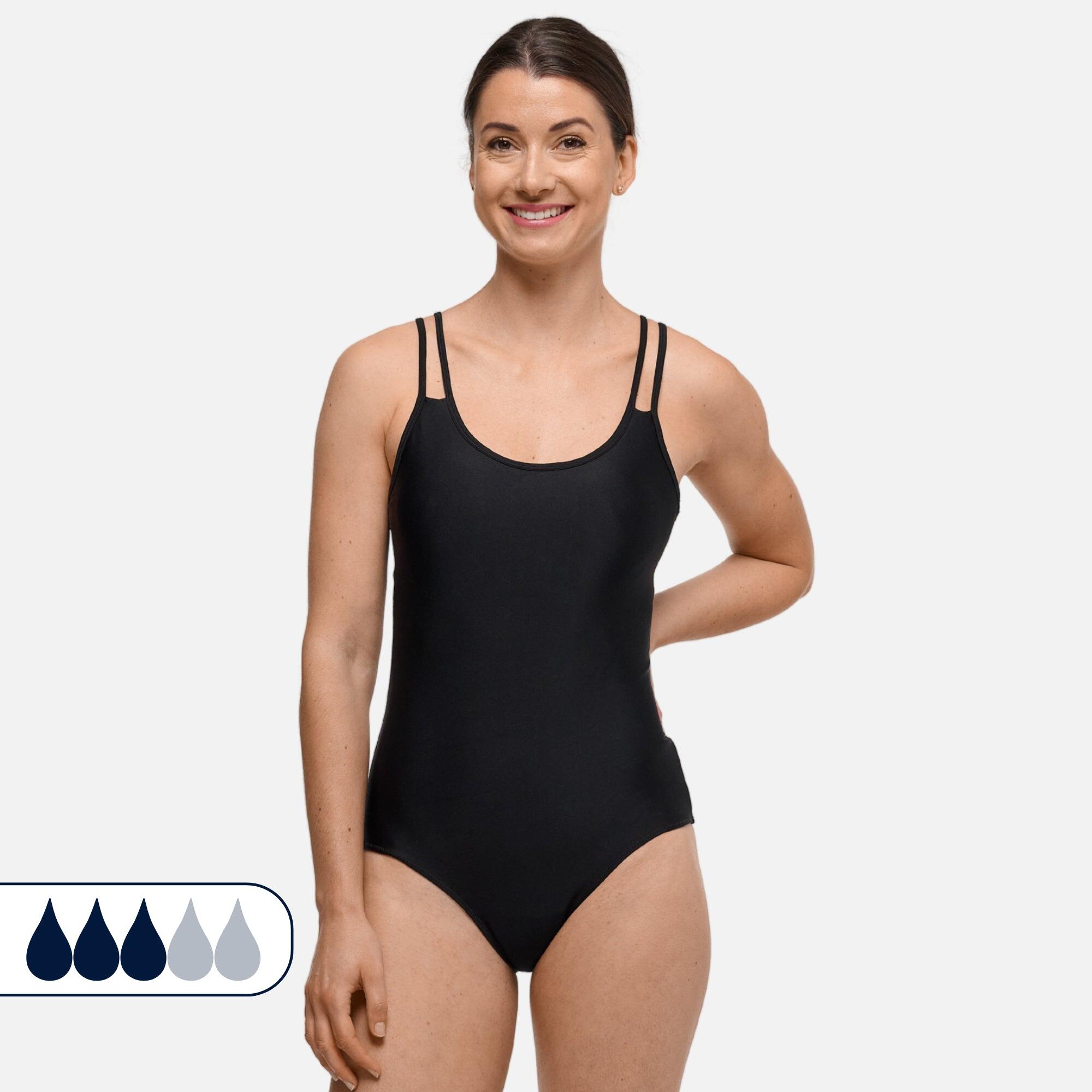 Sorio - Maillot De Bain Menstruel 1 Pièce | Femme & Ado | Flux Moyen | Stella - Maillot De Bain 1 Pièce - Noir - 44 L - Decathlon