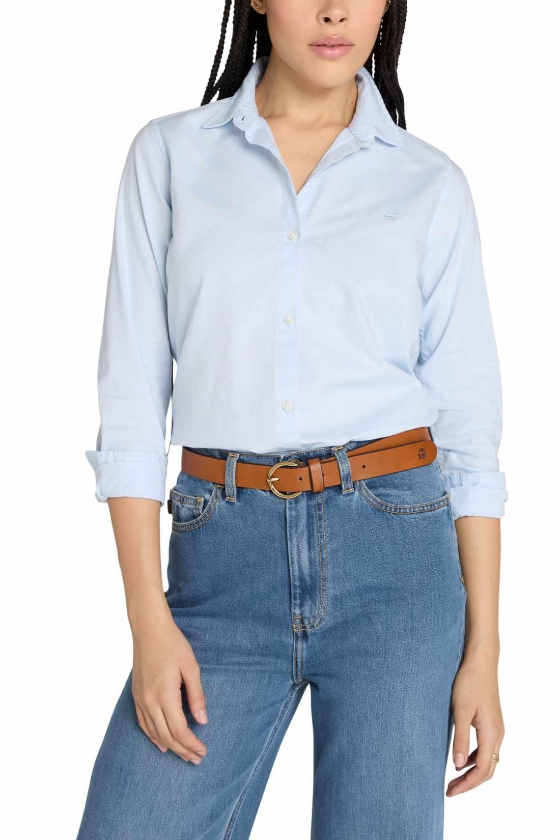 Camicia donna Oxford con ricamo tonale 1/5