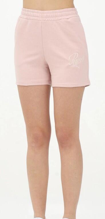 PUMA ESS SCRIPT 5" High-Waist Shorts Women Rose Quartz,L 3/3