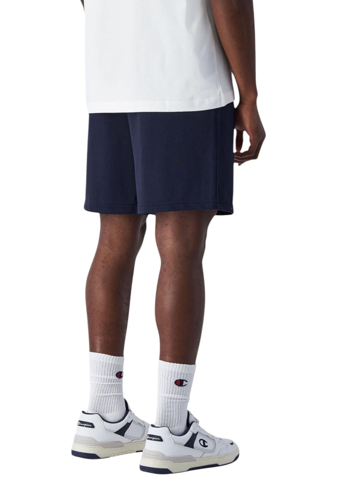 Champion LONG BERMUDA Pro Jersey  (220gr) Uomo Logo Grande Cottone, Blu Navi, S 3/3