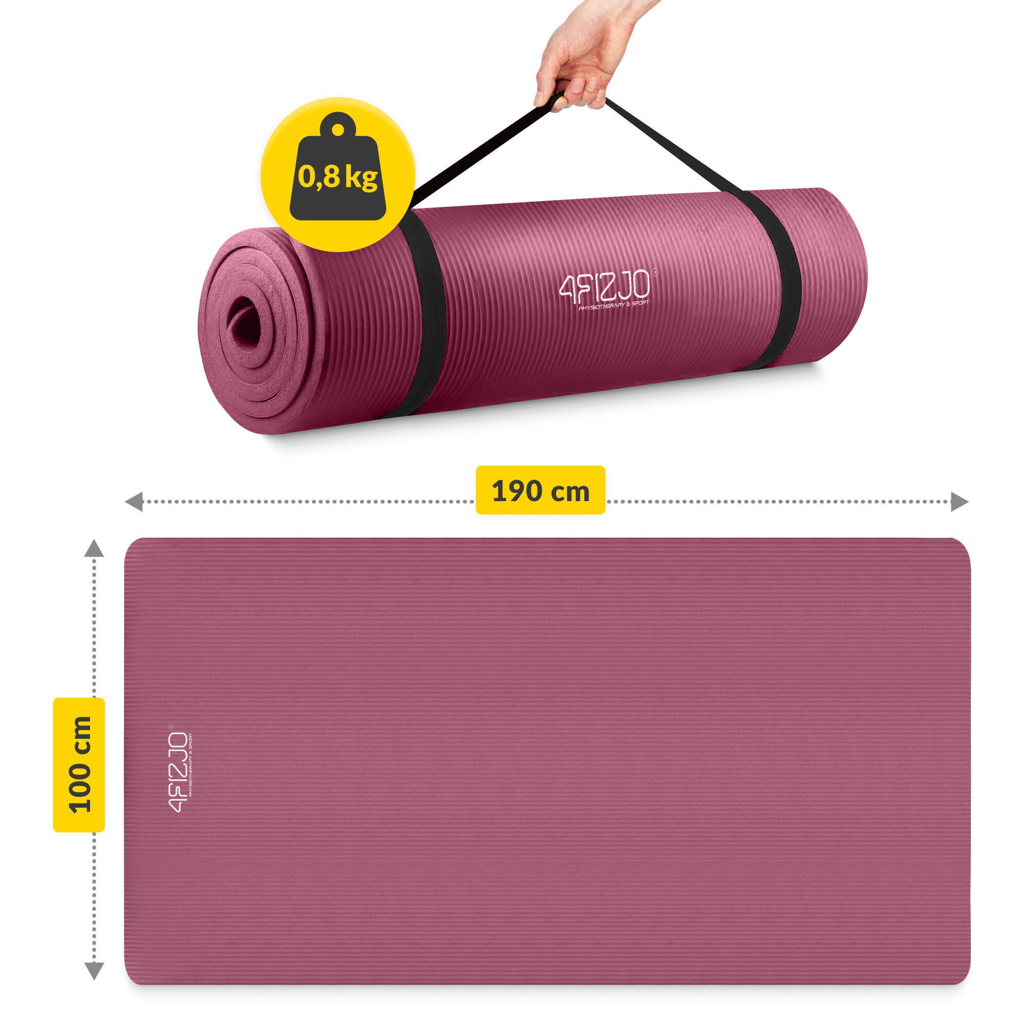 NBR-Trainingsmatte Gymnastikmatte Fitnessmatte 190 x 100 x 1,5 cm 6/7