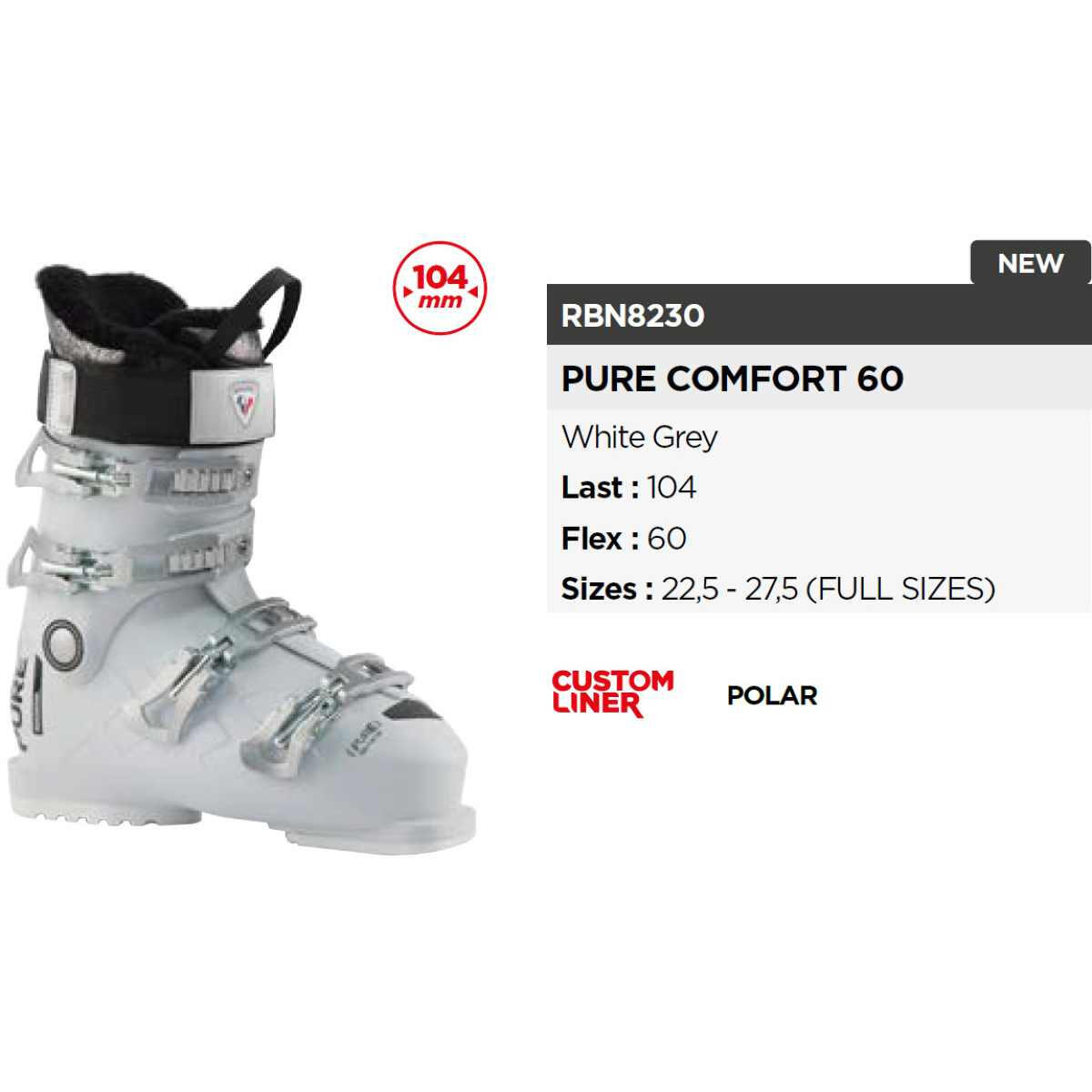 Scarponi da sci Rossignol Pure Comfort 60 White Grey da donna 3/7