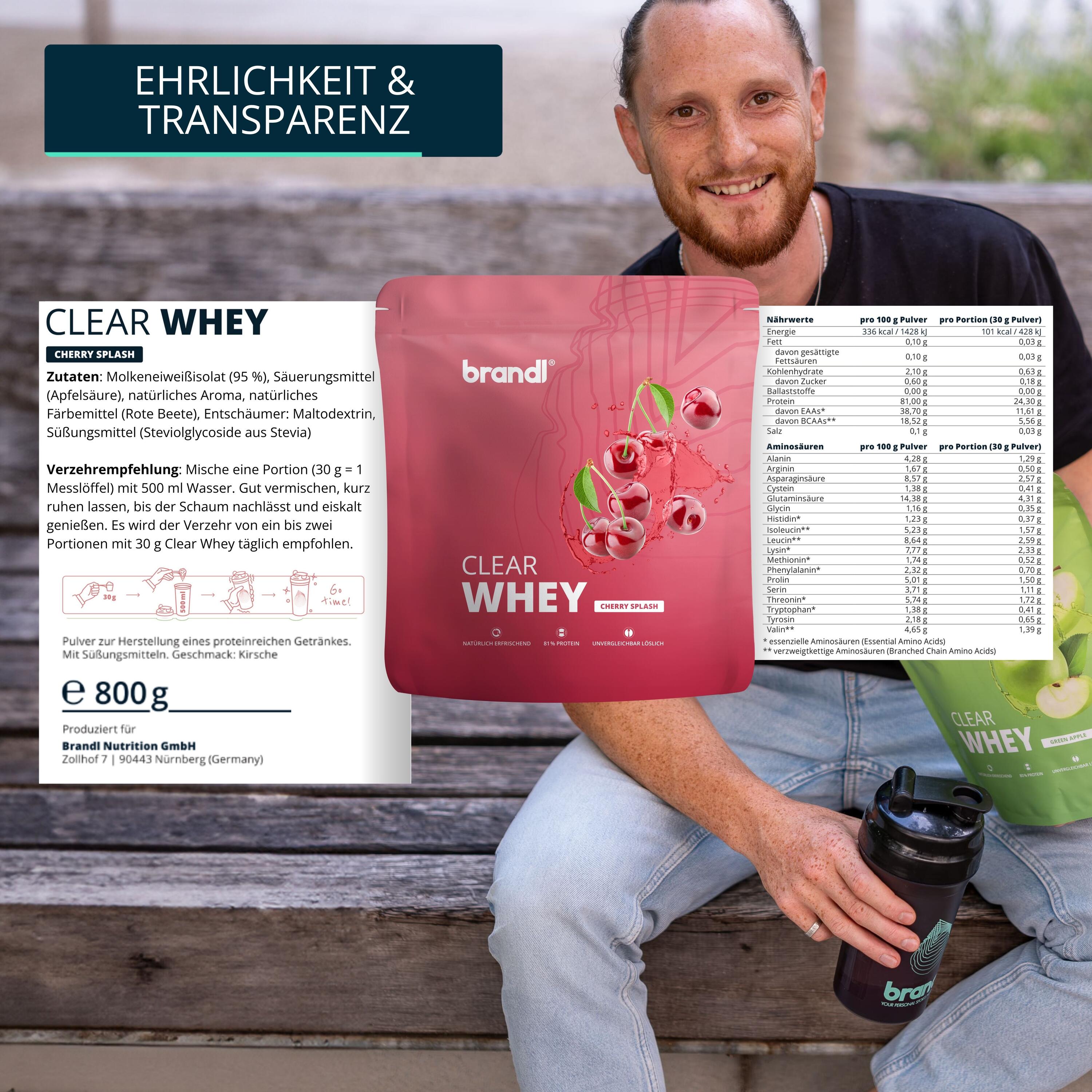 brandl® Clear Whey Isolate - Protein Drink mit leckerem Geschmack 2/6