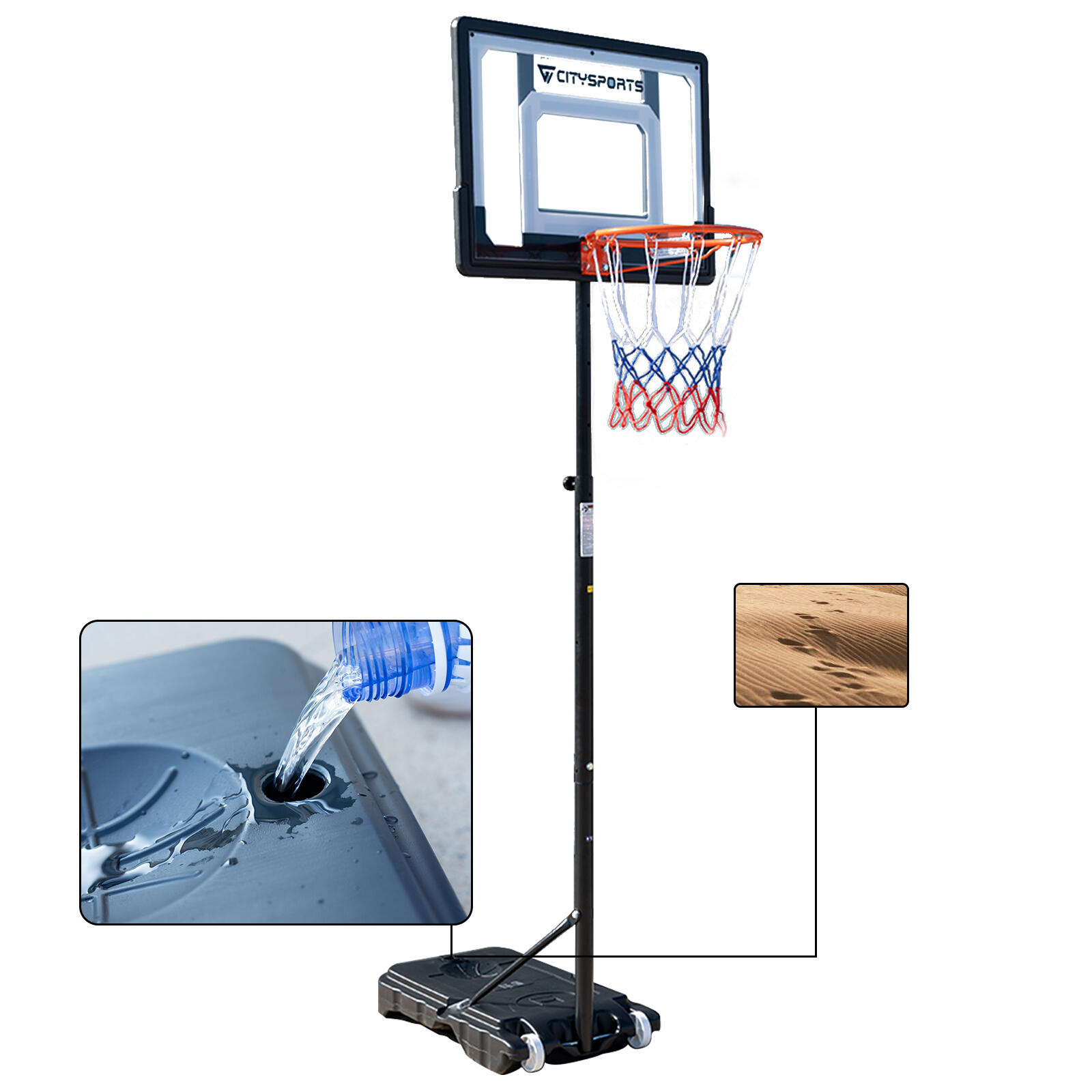 Cesta de Basquete CITYSPORTS Ajustável 155-210cm Portátil 4/7