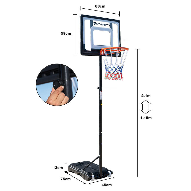 Dětský basketbalový koš,QJ1, 115–210 cm s kolečky