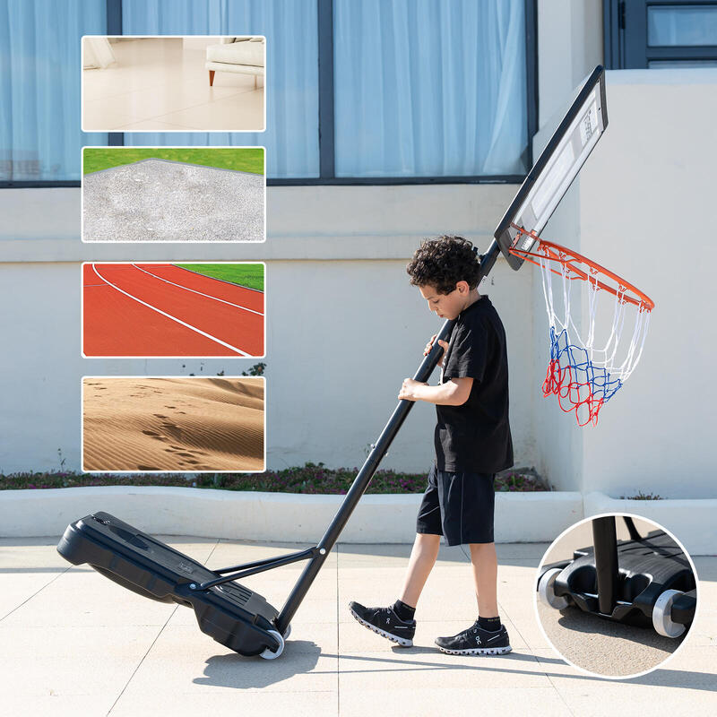 Dětský basketbalový koš,QJ1, 115–210 cm s kolečky