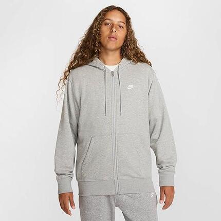 Bluza z kapturem Nike Club Fleece z zamkiem ciemnoszara