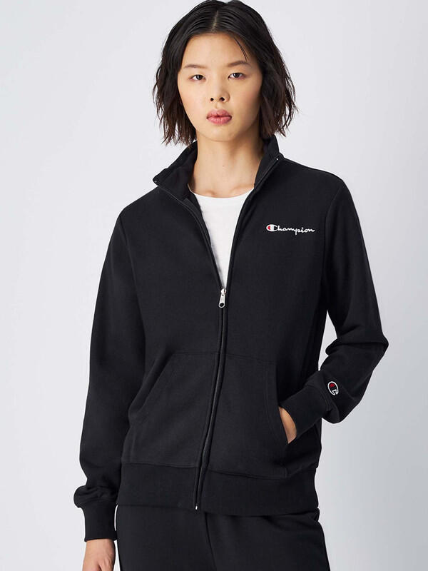 Champion FULL ZIP SWEATSHIRT Heavy Soft Compact Poly Terry Donna Nero, M 2/2