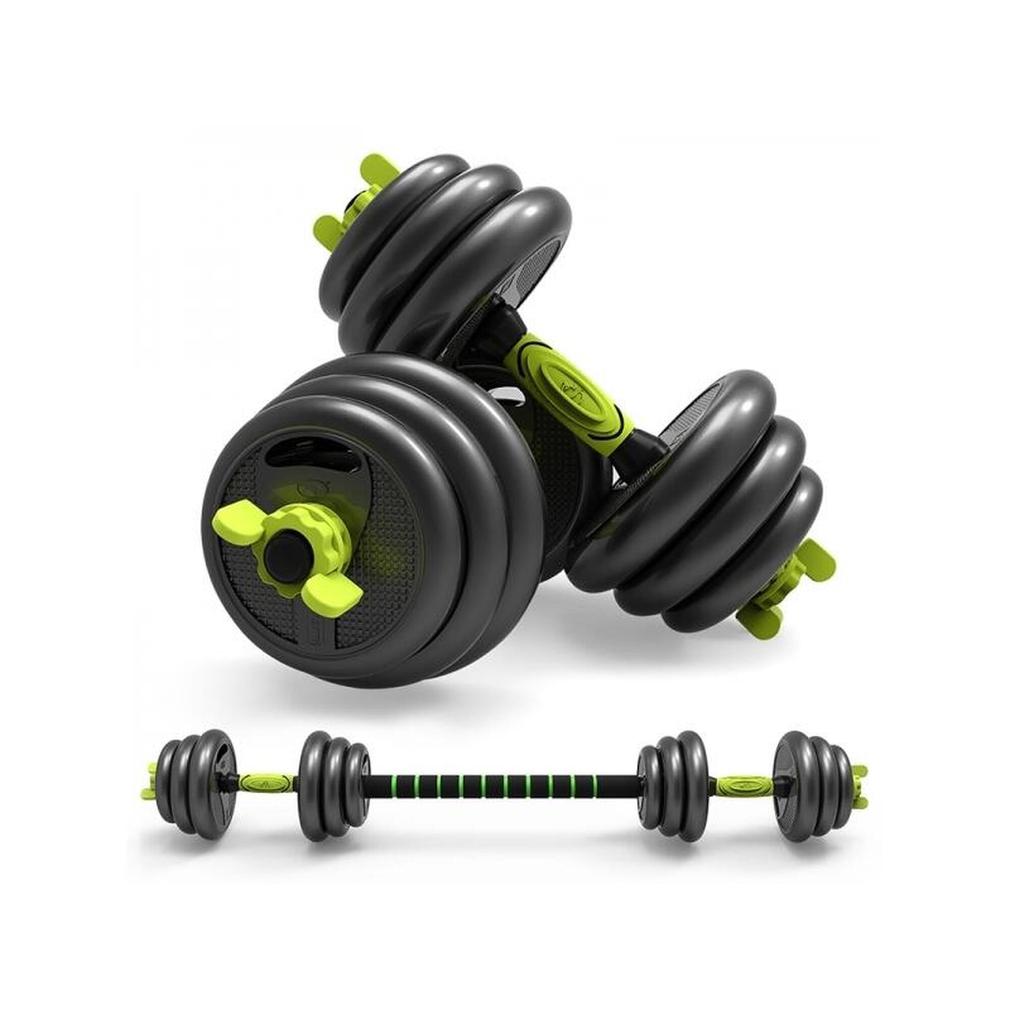 Set Gantere reglabile kettlebell FitTronic 5 in 1 de 20 kg ZK20, cu bara curbata