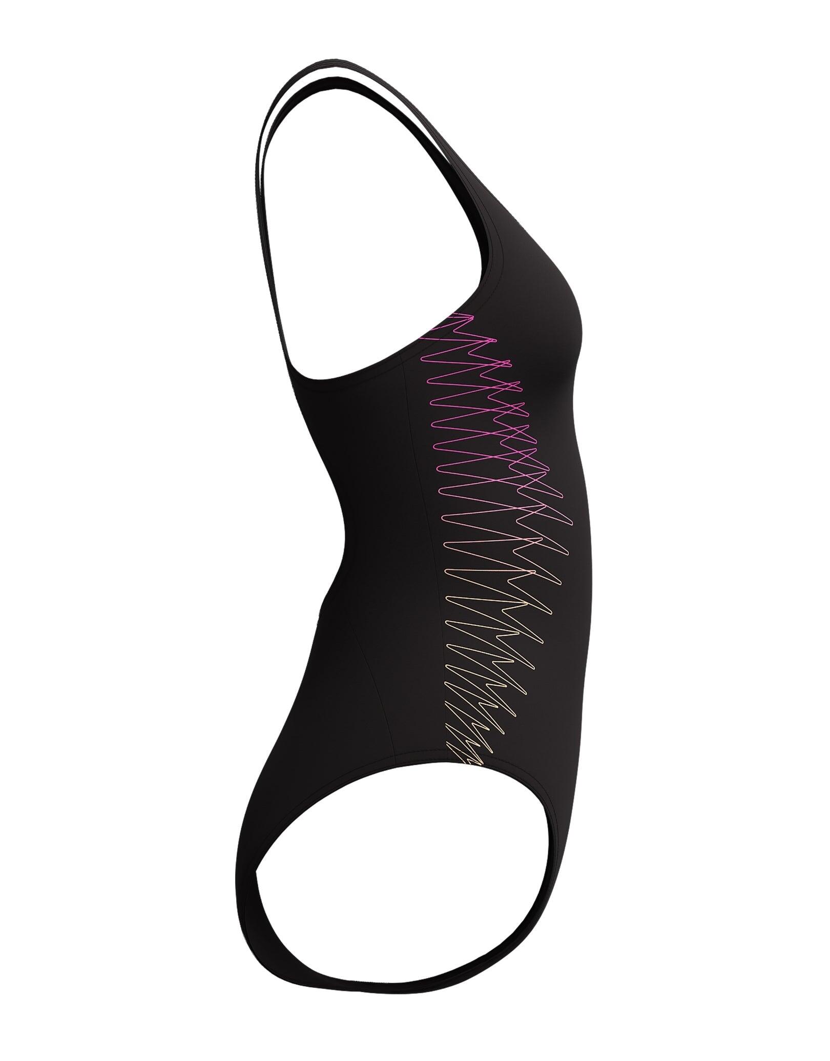 Speedo Placement Muscleback Swimsuit - Black/Pink/Orange 4/5