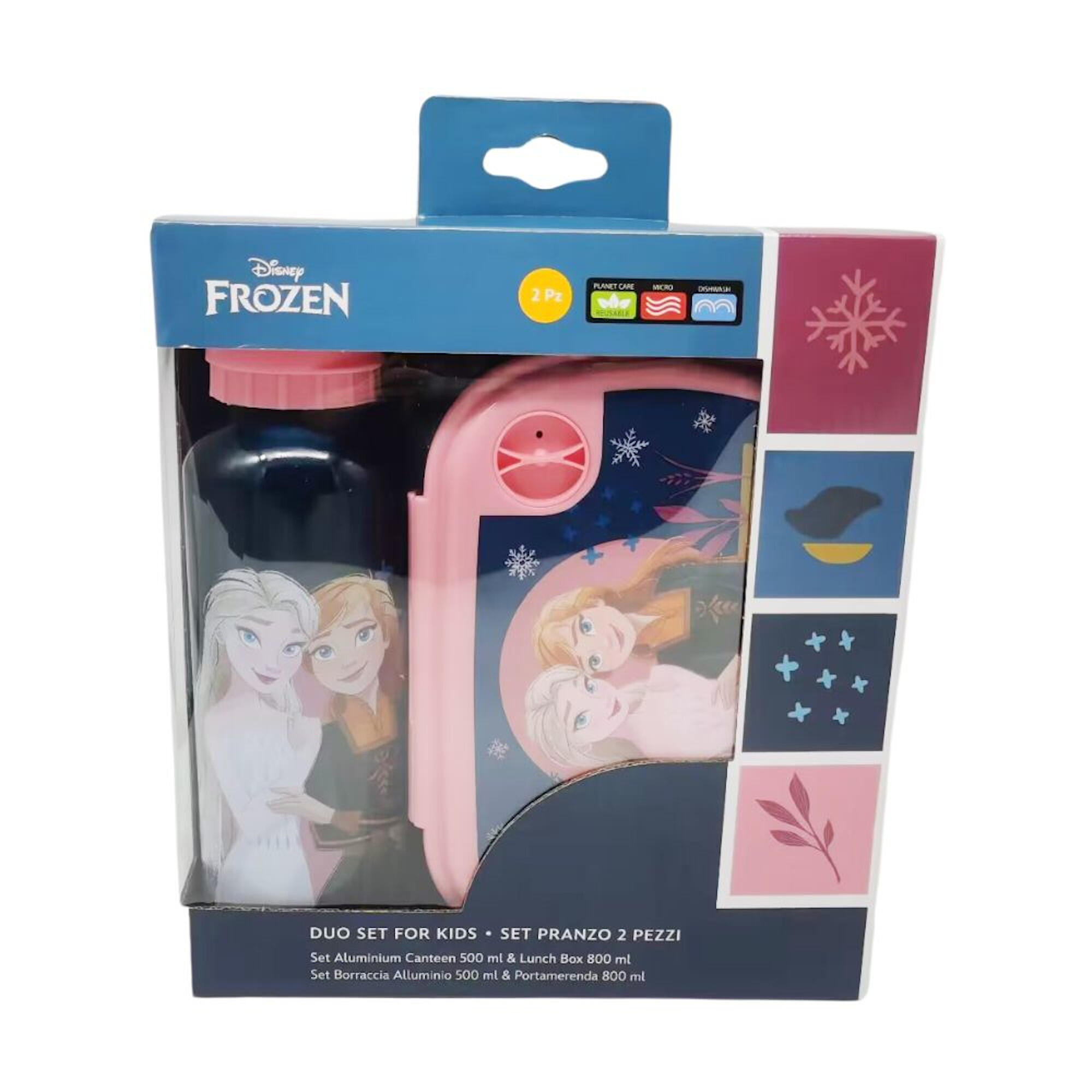 DISNEY FROZEN CAIXA DE SANDUÍCHE INFANTIL, PORTA-LANCHES + CONJUNTO DE GARRAFA TÉRMICA CONGELA