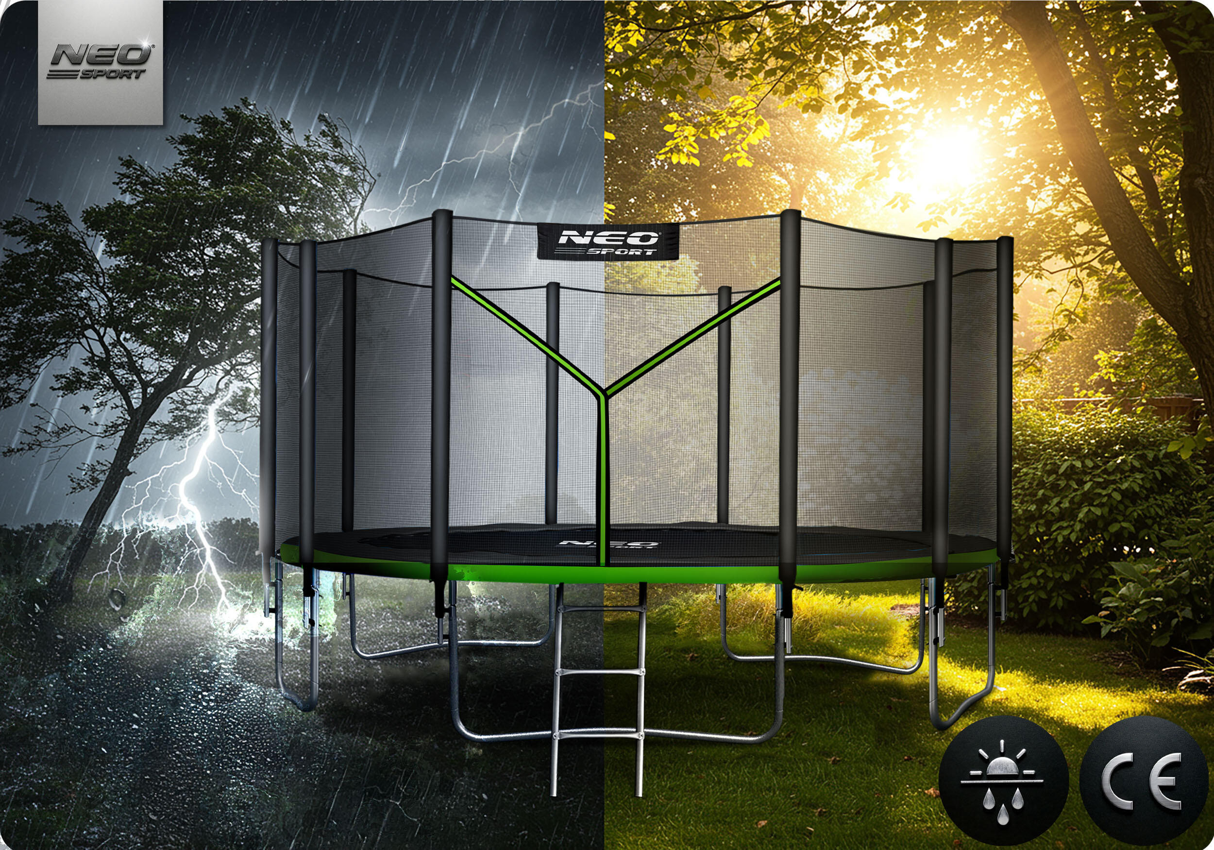 Trampolina ogrodowa z siatką zewnętrzną Neo-Sport 374cm 12ft 7/7