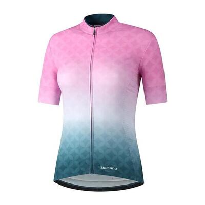 Fietsshirt - wielershirt sumire - m - dames - roze / blauw - fietsshirt