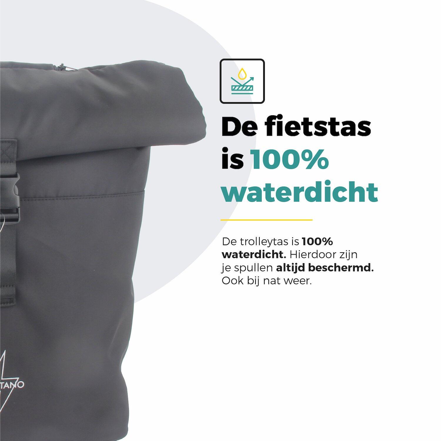 Voltano Fietstrolley Tas 2.0 - Fietstas en Trolley in 1 - Zwart - Laptopvak 3/7
