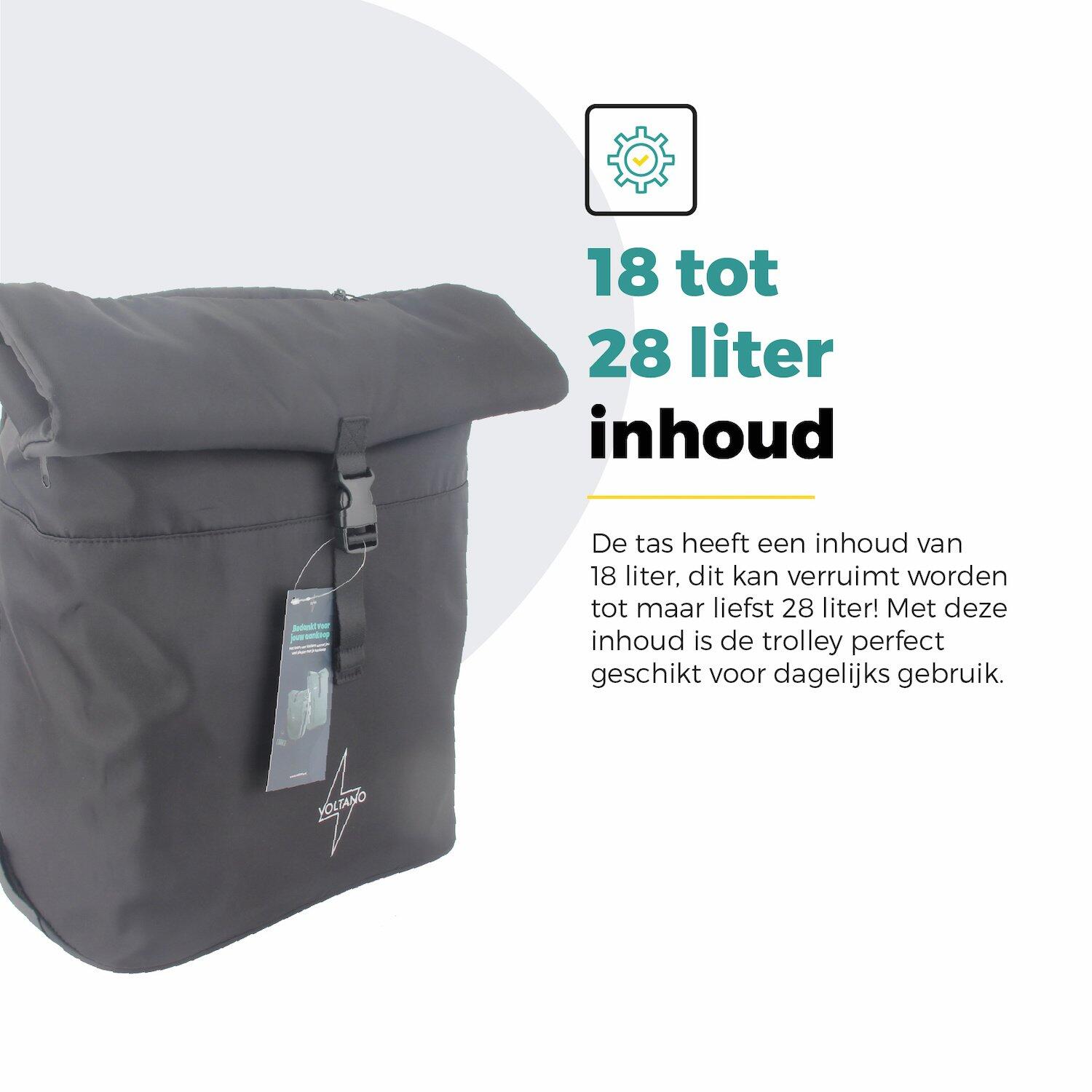 Voltano Fietstrolley Tas 2.0 - Fietstas en Trolley in 1 - Zwart - Laptopvak 6/7