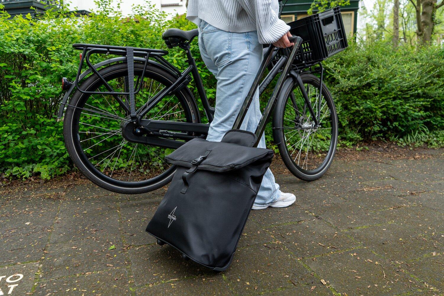 Voltano Fietstrolley Tas 2.0 - Fietstas en Trolley in 1 - Zwart - Laptopvak 2/7
