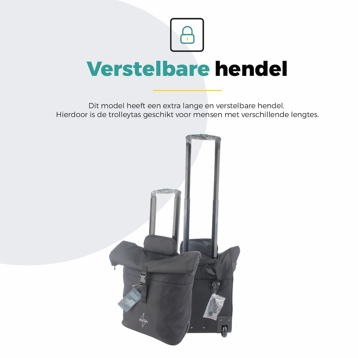 Voltano Fietstrolley Tas 2.0 - Fietstas en Trolley in 1 - Zwart - Laptopvak 7/7