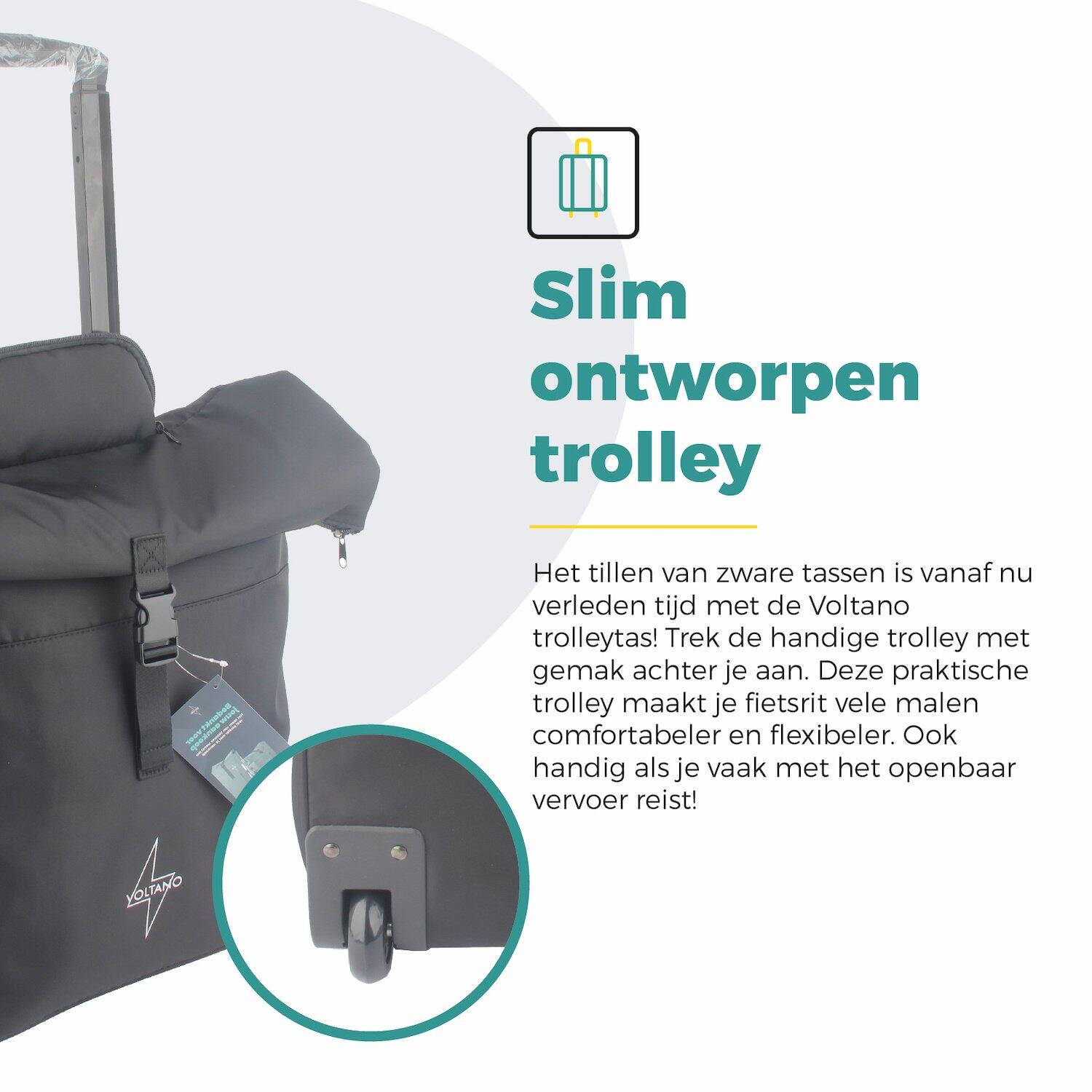 Voltano Fietstrolley Tas 2.0 - Fietstas en Trolley in 1 - Zwart - Laptopvak 4/7