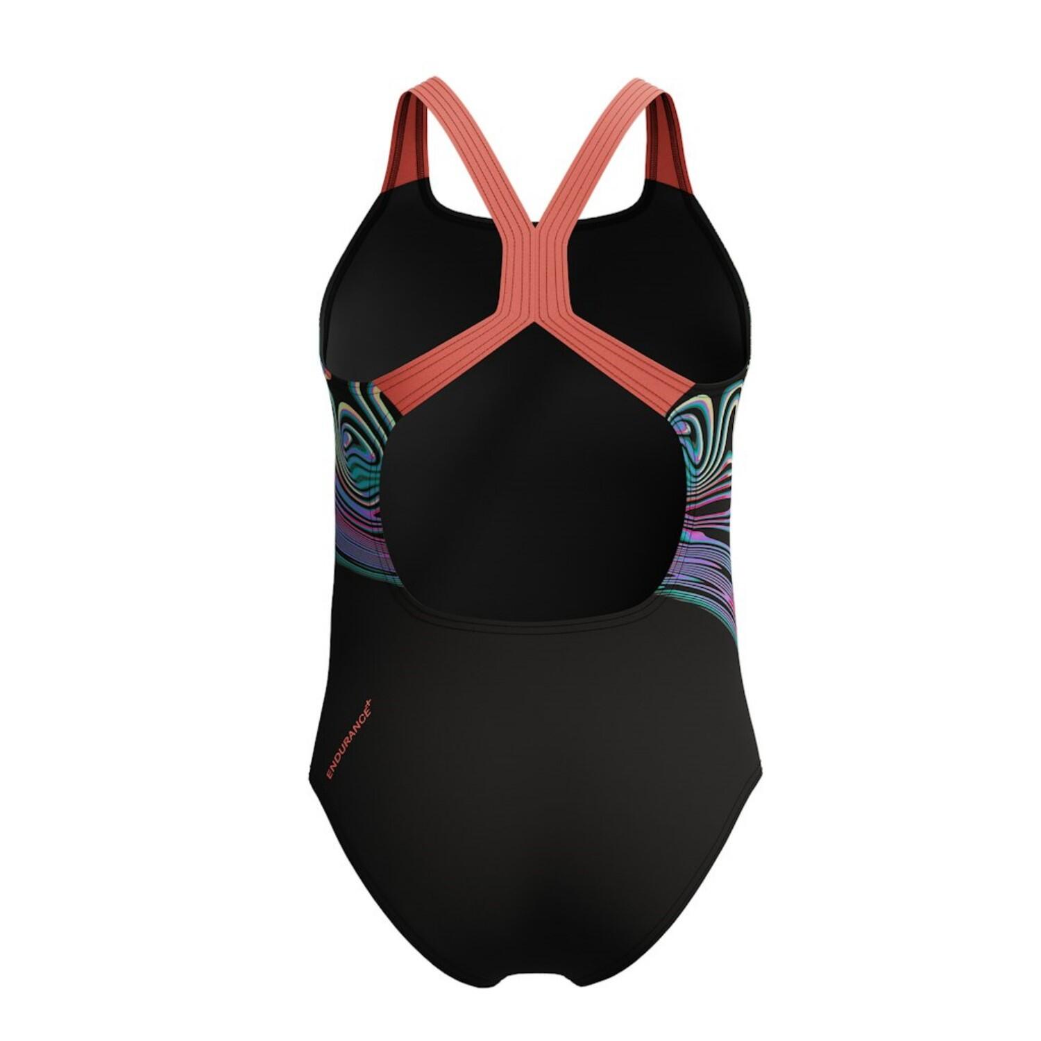 Speedo Meisjes Badpak Eco Endurance+ Print Placement Powerback Zwart/Rood 2/4
