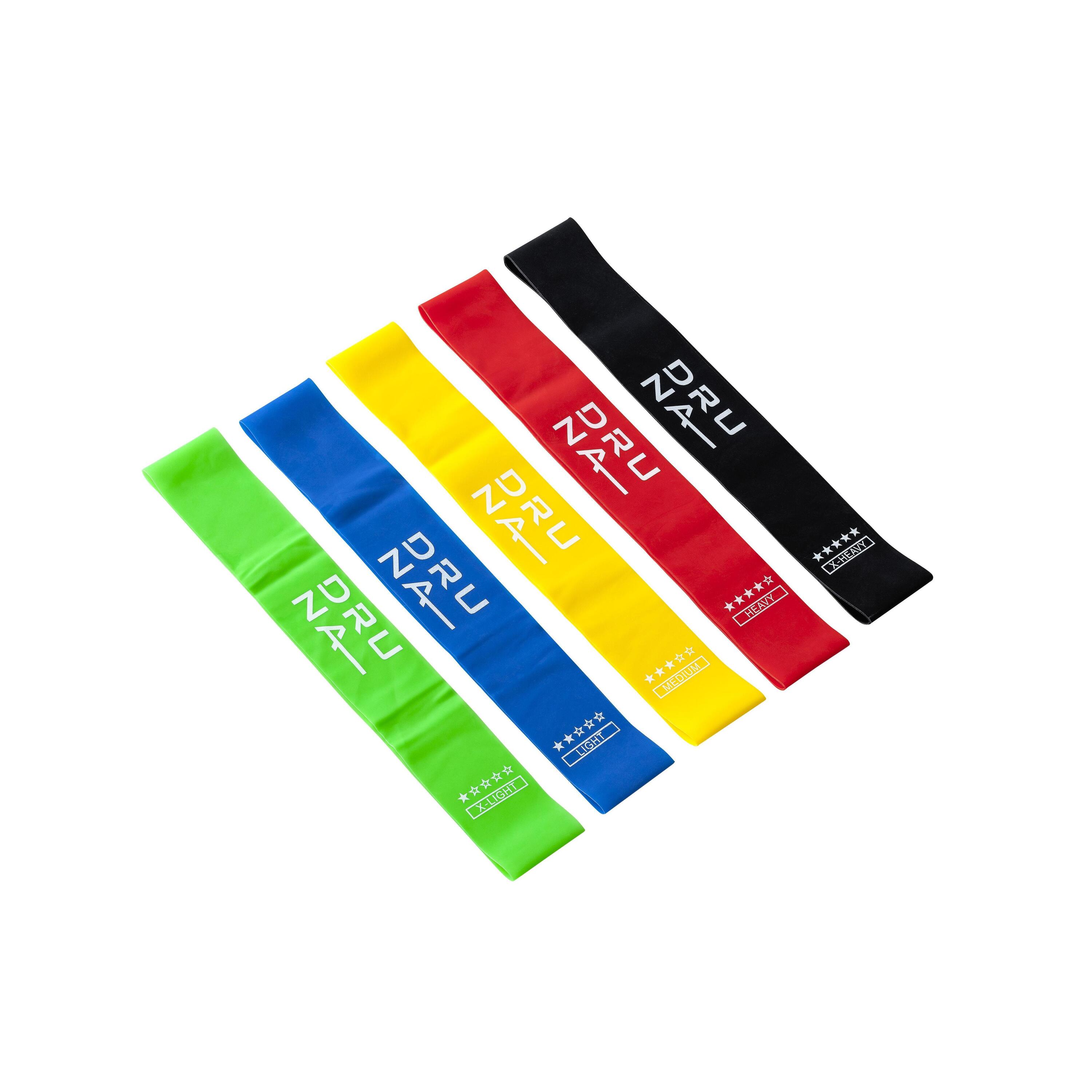 INDIGO SPORTS 5 Bandas Elásticas de Látex DRUNA Vários Níveis de Resistência para Fitness