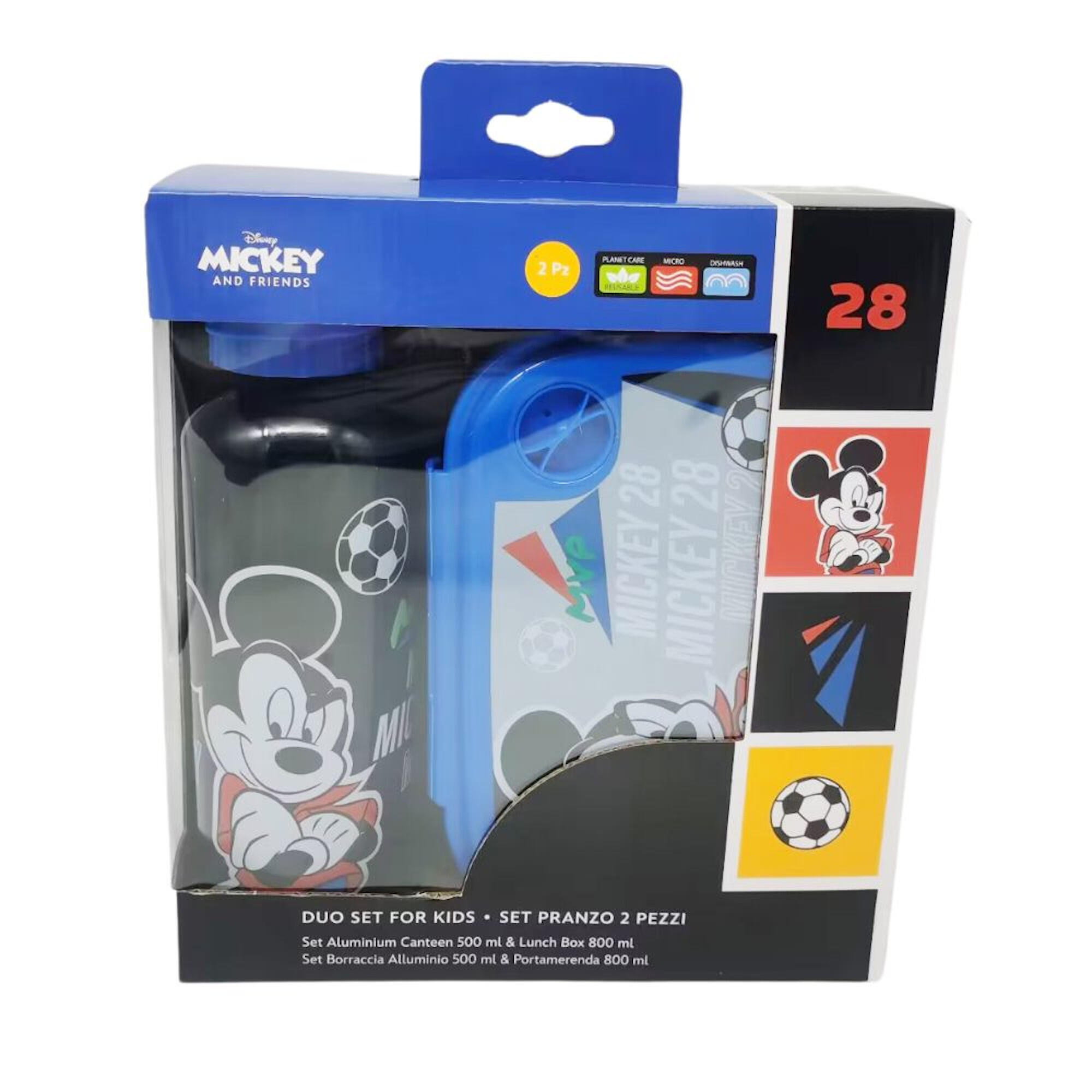 DISNEY Caixa de sanduíche infantil Mickey, porta-lanche + conjunto de garrafa térmica