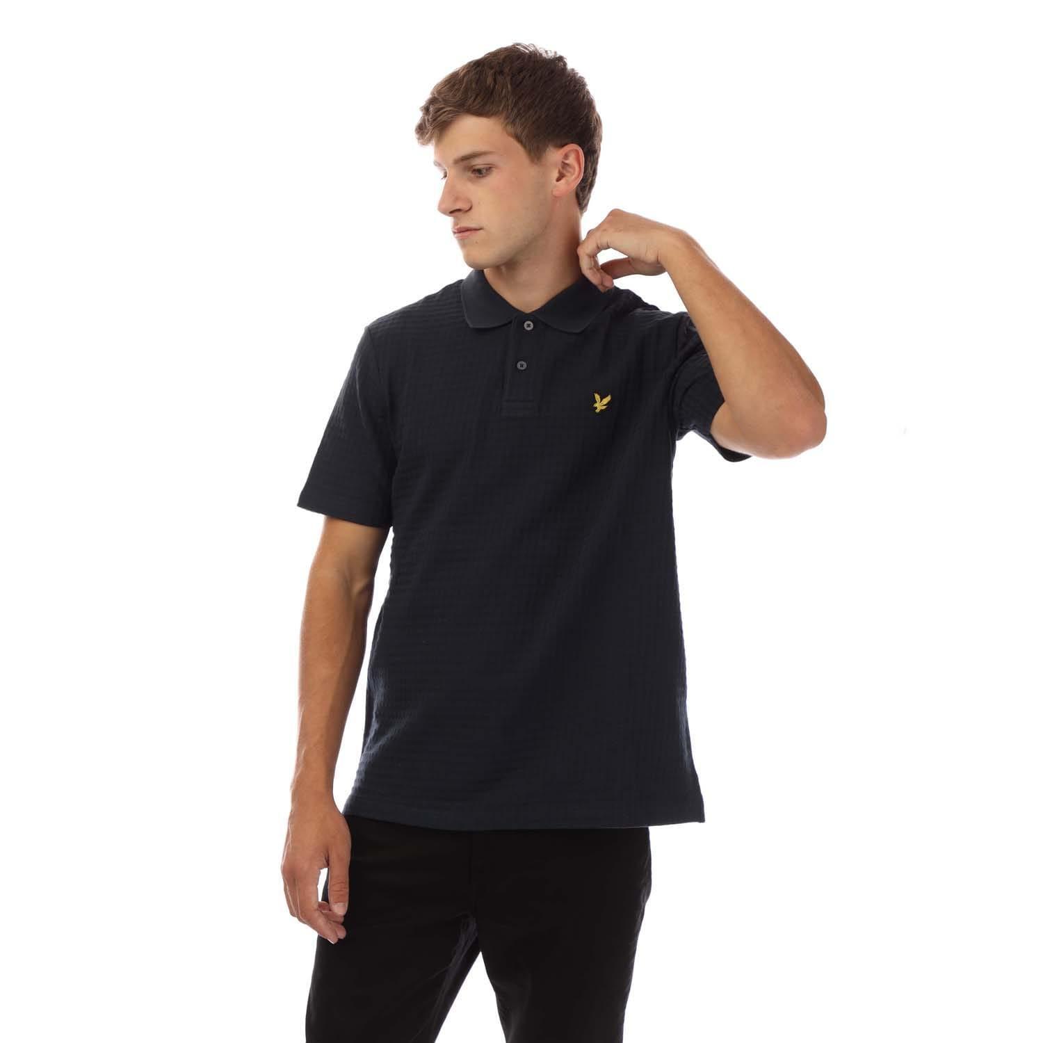 LYLE AND SCOTT Mens Micro Argyle Polo Shirt (Navy)