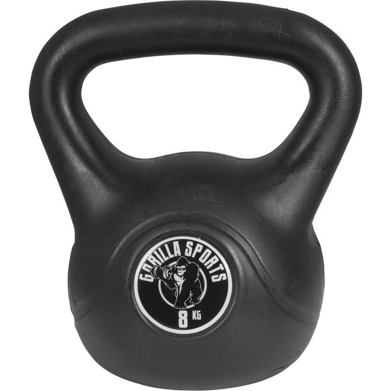 Kettlebell Gorilla Sports Negro Revesitmento Plástico 1/7
