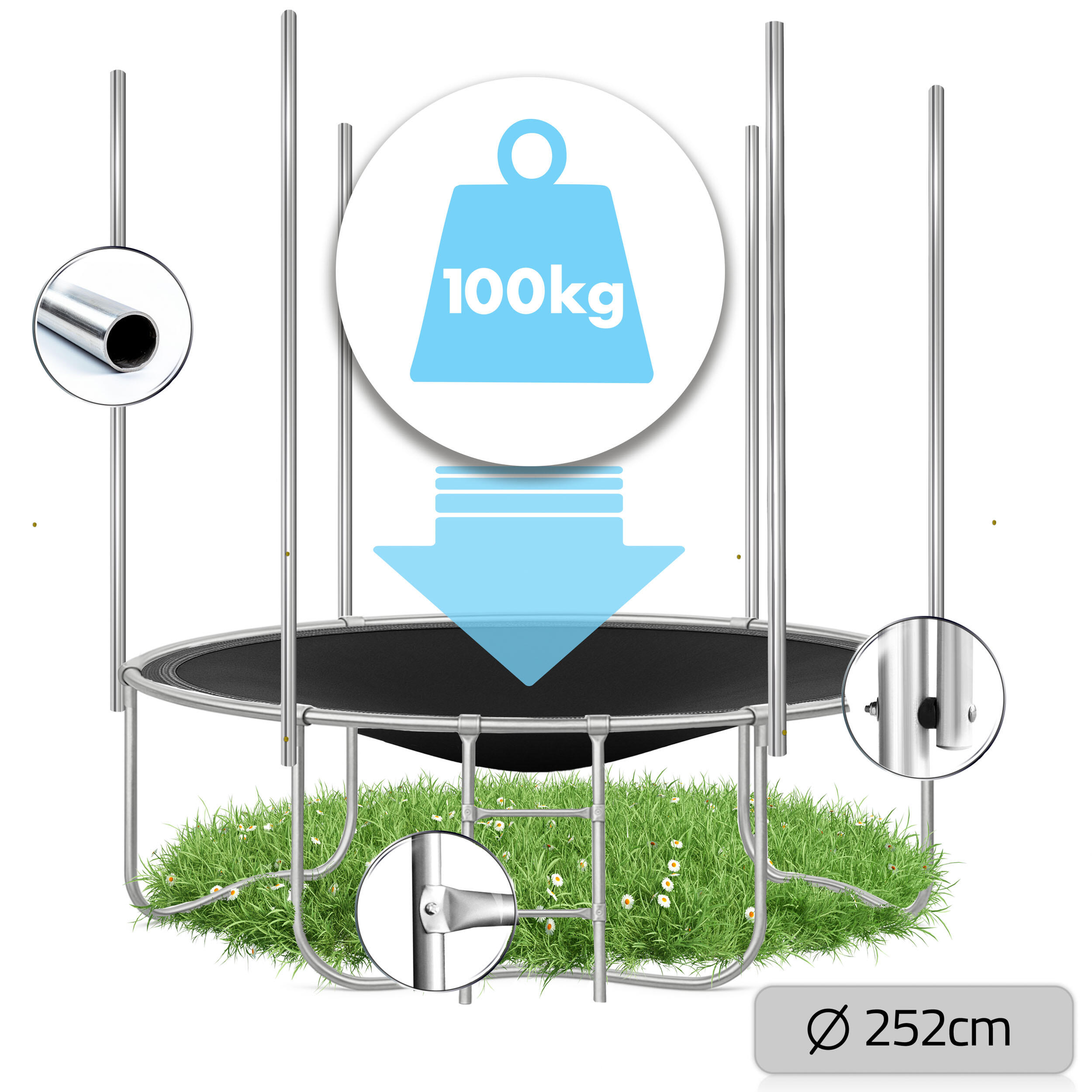 Trampolina ogrodowa z siatką zewnętrzną Neo-Sport 252cm 8ft 7/7