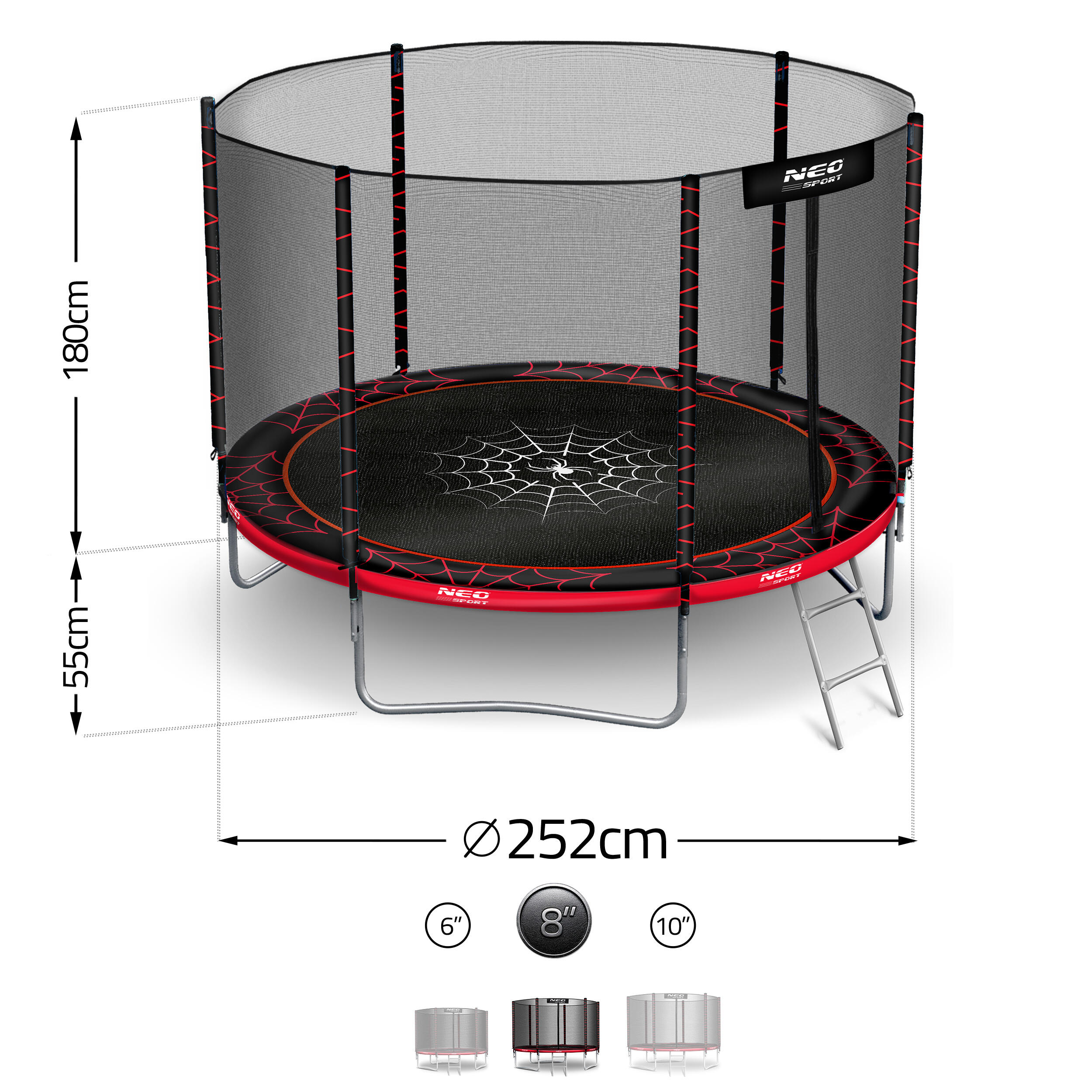 Trampolina ogrodowa z siatką zewnętrzną Neo-Sport 252cm 8ft 5/7