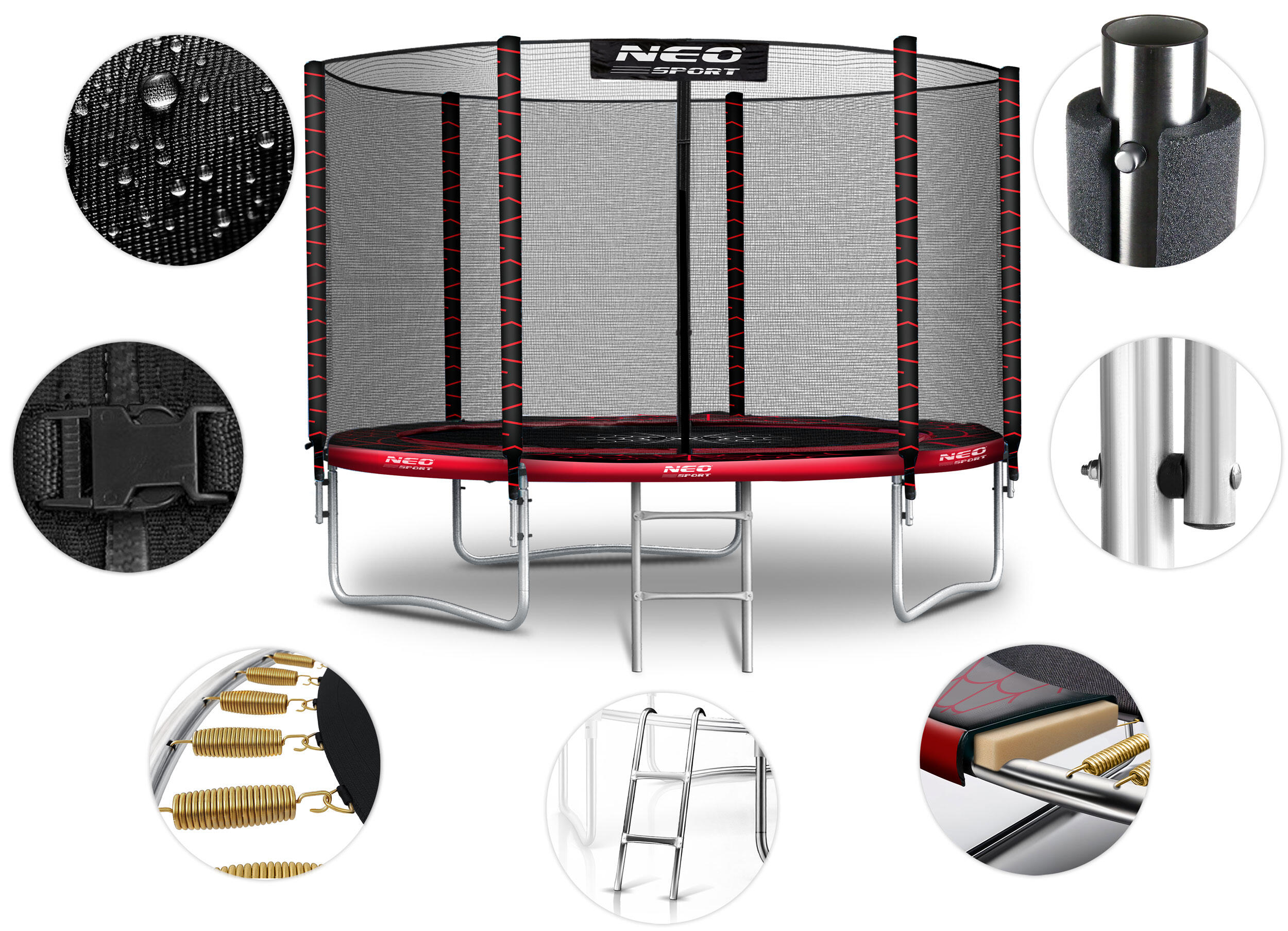 Trampolina ogrodowa z siatką zewnętrzną Neo-Sport 252cm 8ft 6/7