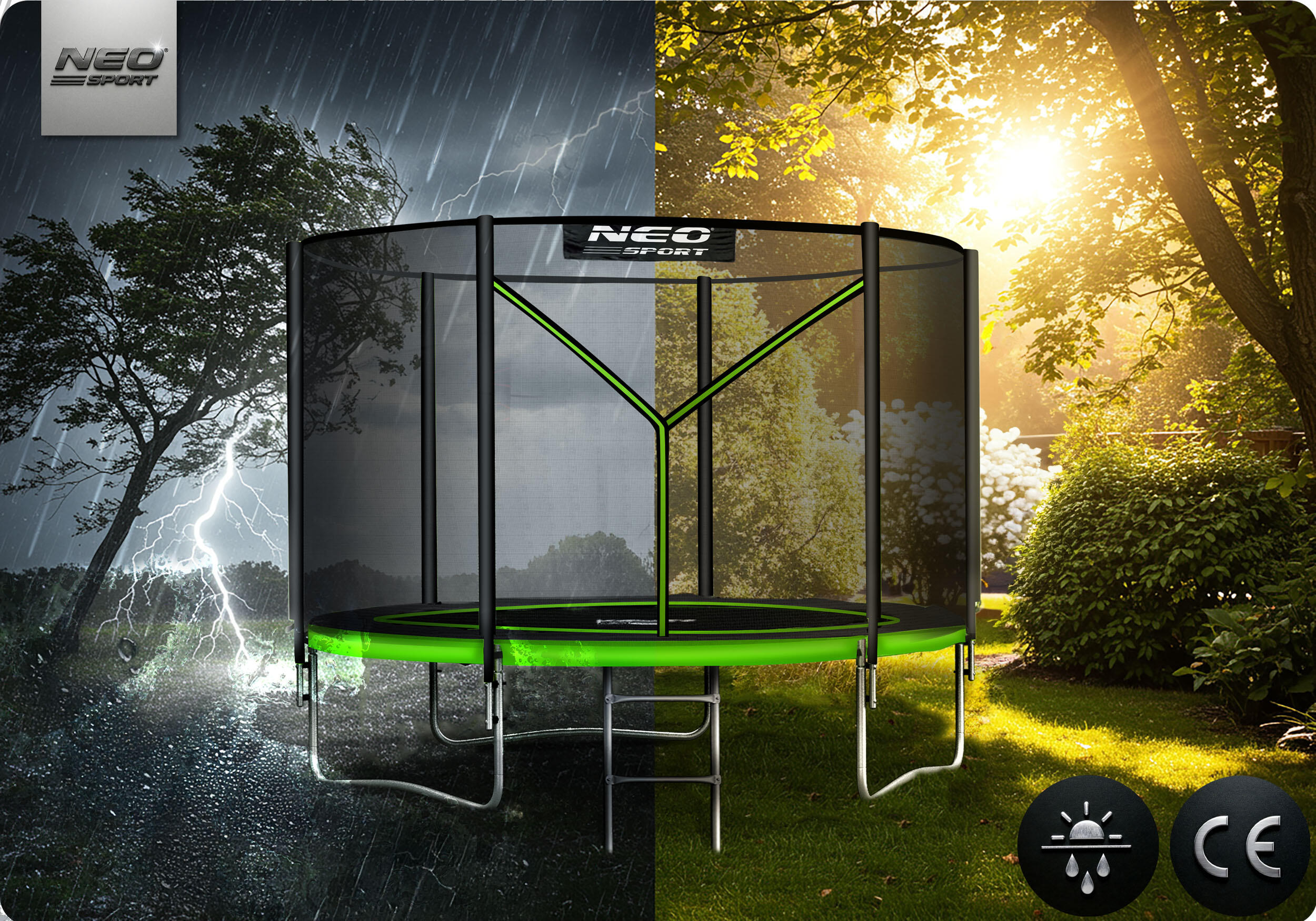 Trampolina ogrodowa z siatką zewnętrzną Neo-Sport 252cm 8ft 7/7