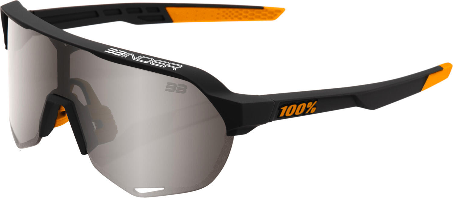 100% Glasses S2 Brad Binder SE Black - Silver Mirror Lens - S