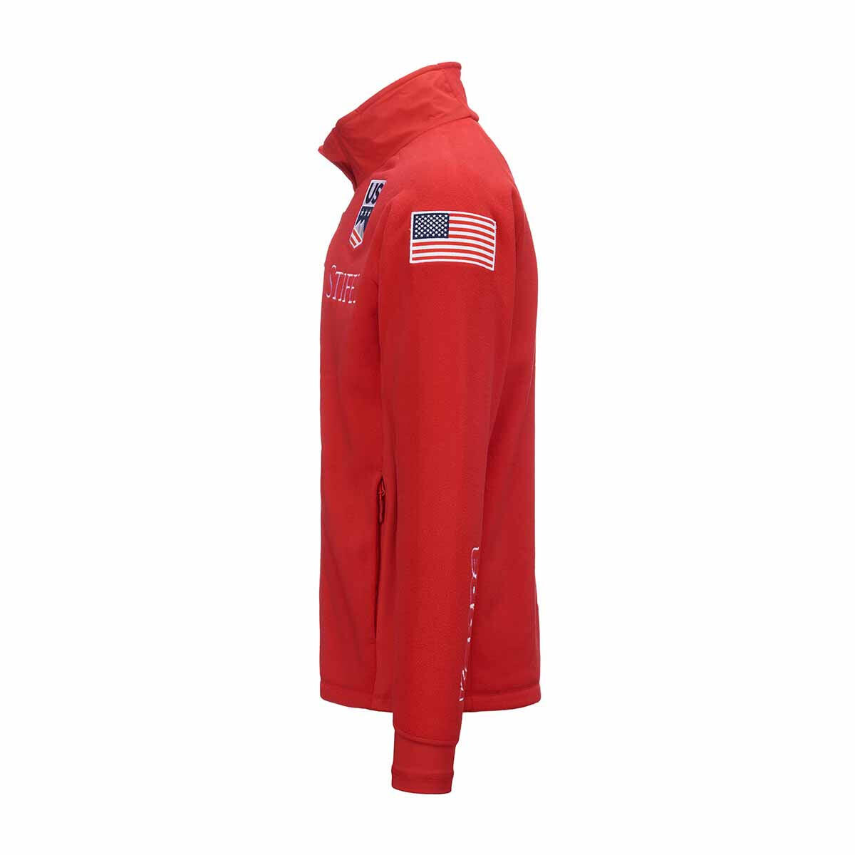 Felpa con zip da uomo in poliestere rosso da sci 2/6