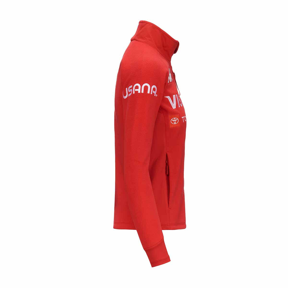 Felpa con zip da donna in poliestere rosso da sci 5/6