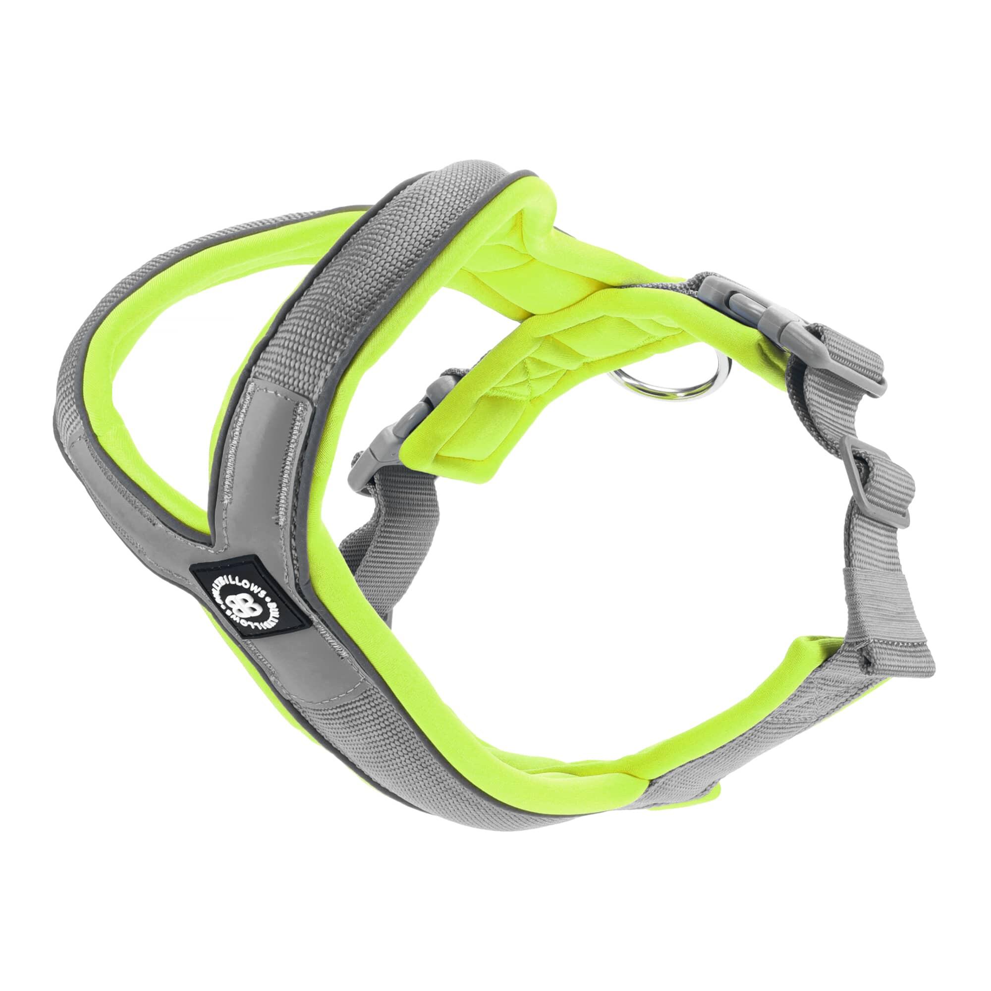 Slip on Dog Harness Foam Padded Metal Grey x Neon BULLYBILLOWS