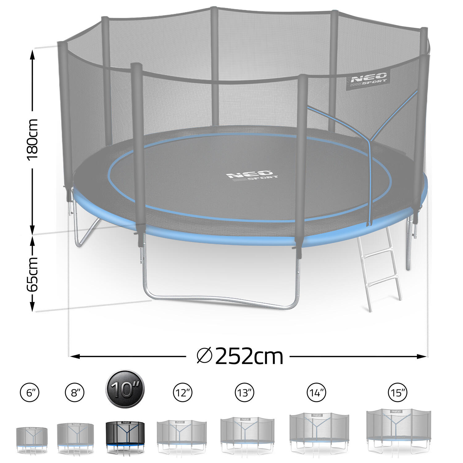 Trampolin Gartentrampolin Kindertrampolin Sicherheitsnetz Neo-Sport 312 cm 10FT 6/7
