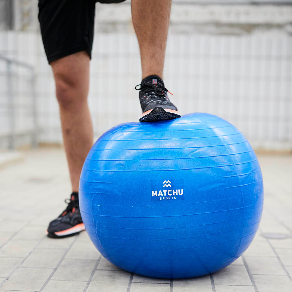 Gym ball / Swiss Ball 75 cm blue- fitness/yoga - anti-éclatement - avec pompe 7/7